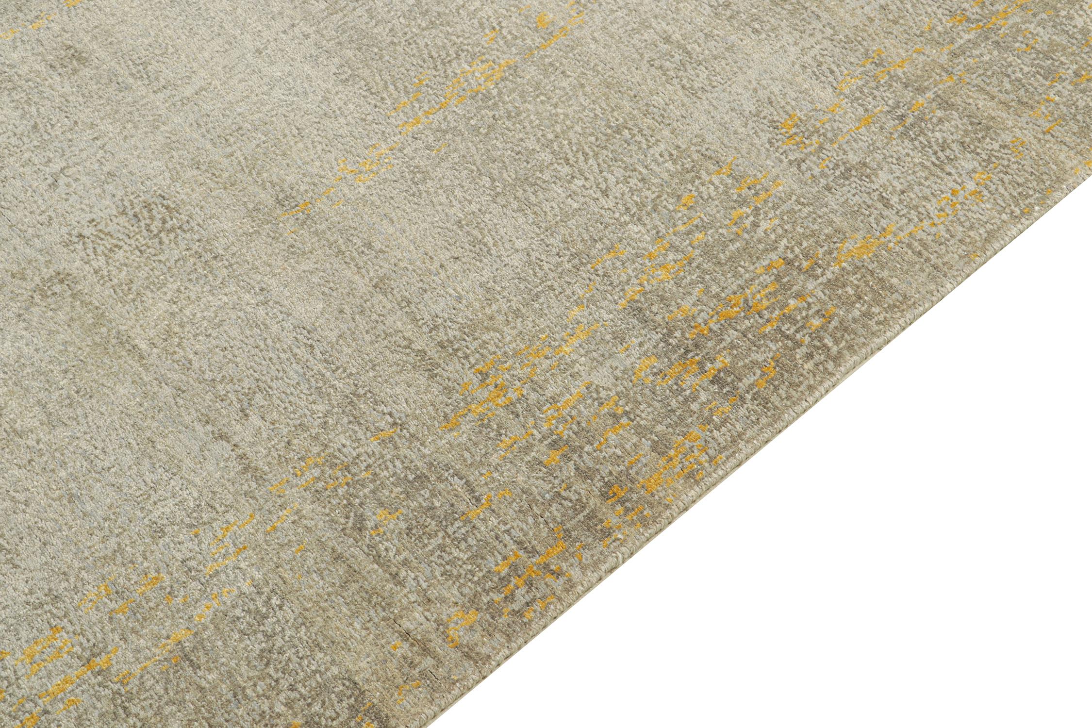 Hand-Knotted Rug & Kilim’s Contemporary Abstract Rug in Blue, Silver-Gray and Gold For Sale