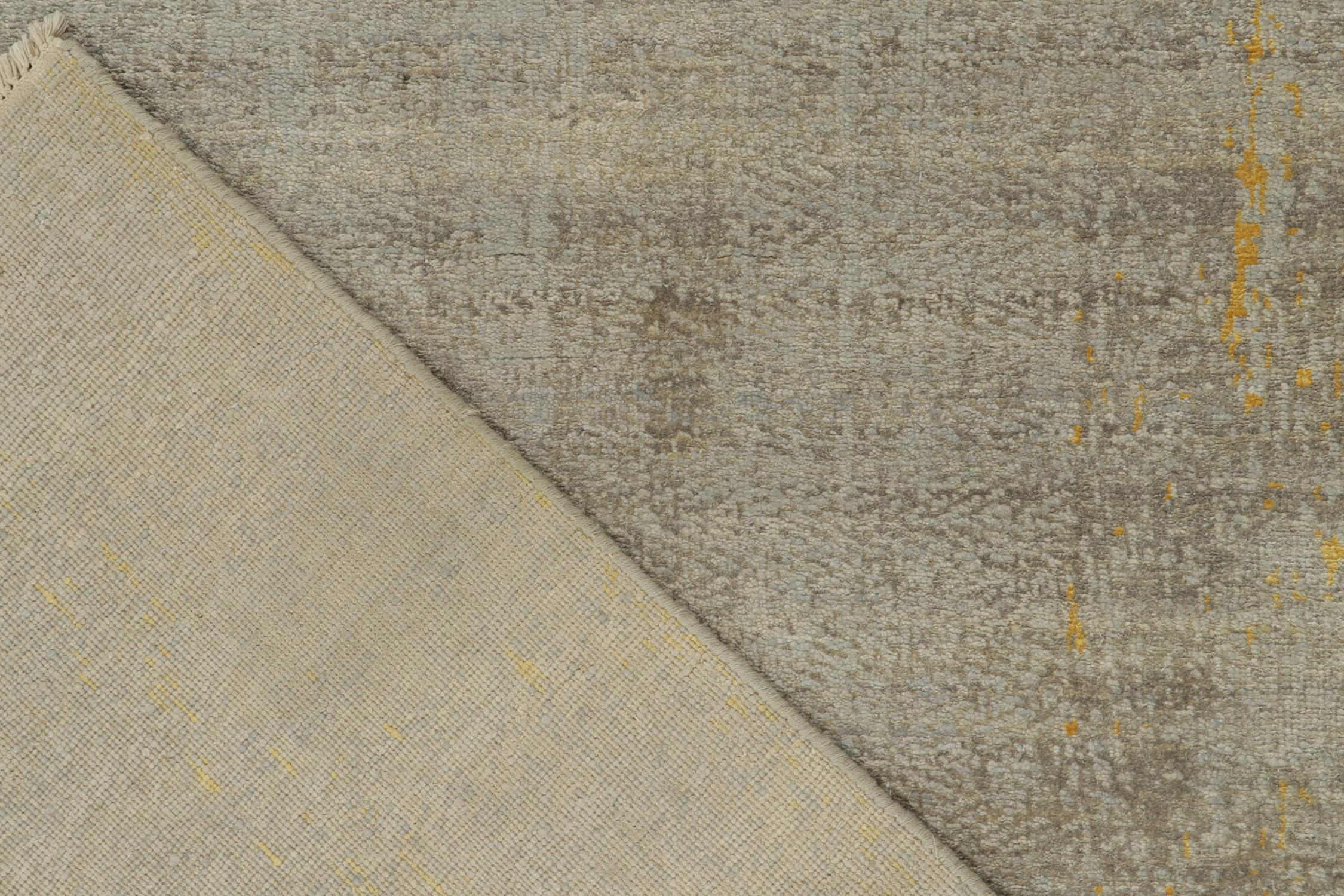 Rug & Kilim’s Contemporary Abstract Rug in Blue, Silver-Gray and Gold In New Condition For Sale In Long Island City, NY