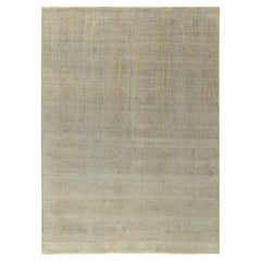 Alfombra abstracta contemporánea de Rug & Kilim en azul, gris plateado y dorado