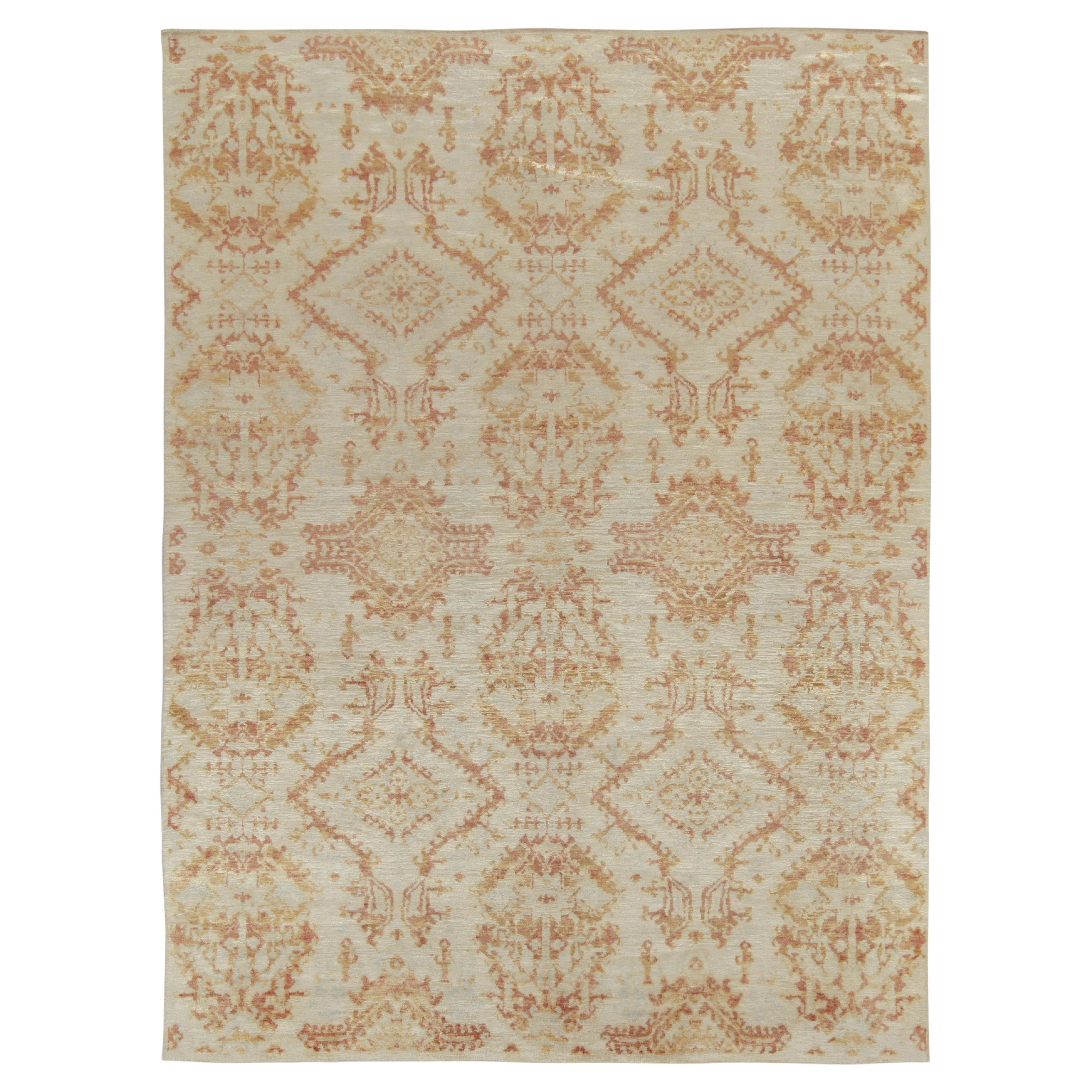 Rug & Kilim’s Contemporary Abstract Rug in Gray with Beige and Pink-Red Patterns