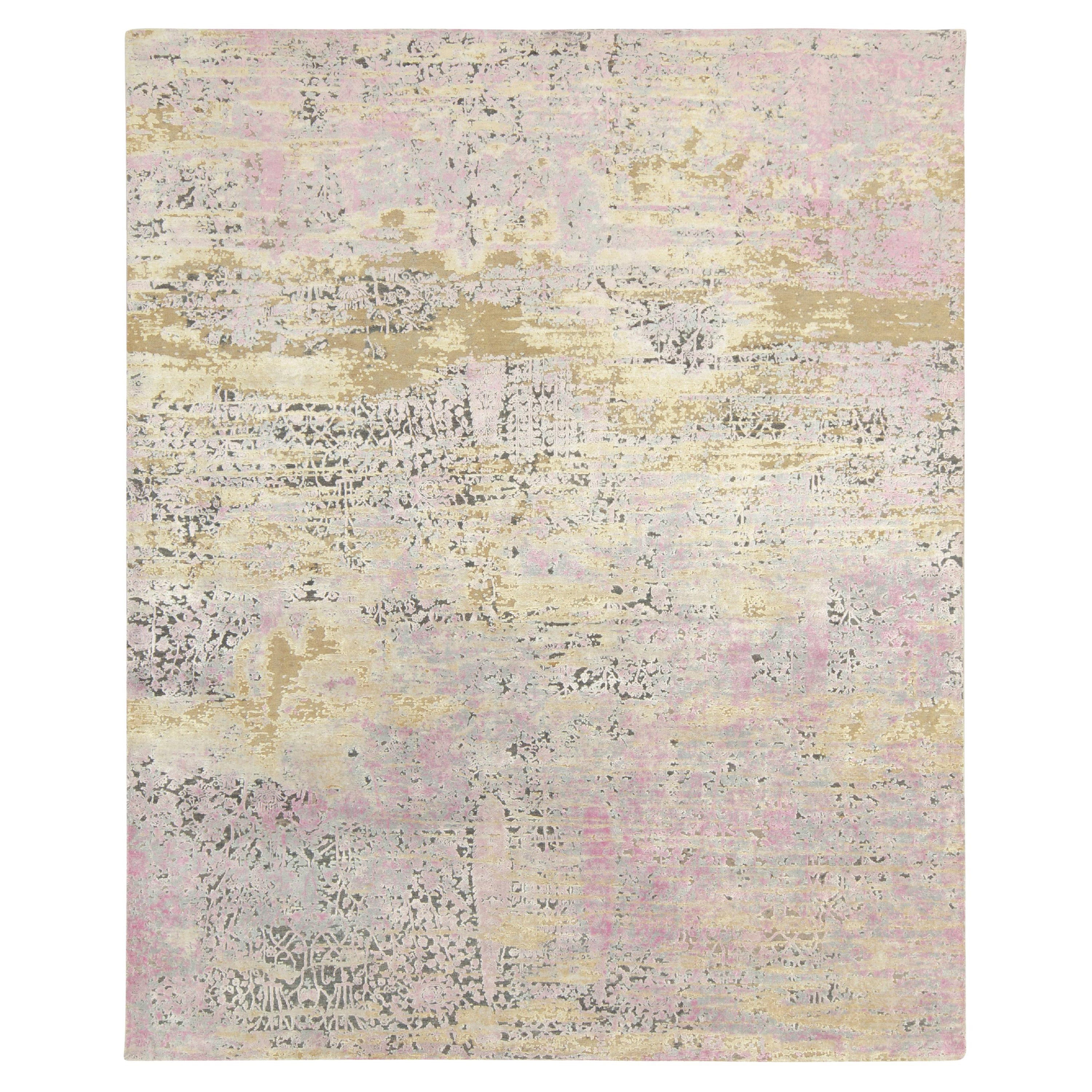 Rug & Kilim - Tappeto astratto contemporaneo in rosa e beige-marrone