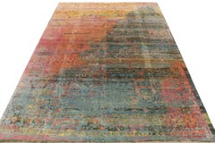 Rug & Kilim's Contemporary Abstract Rug in Pink, Blue Colorful Pattern
