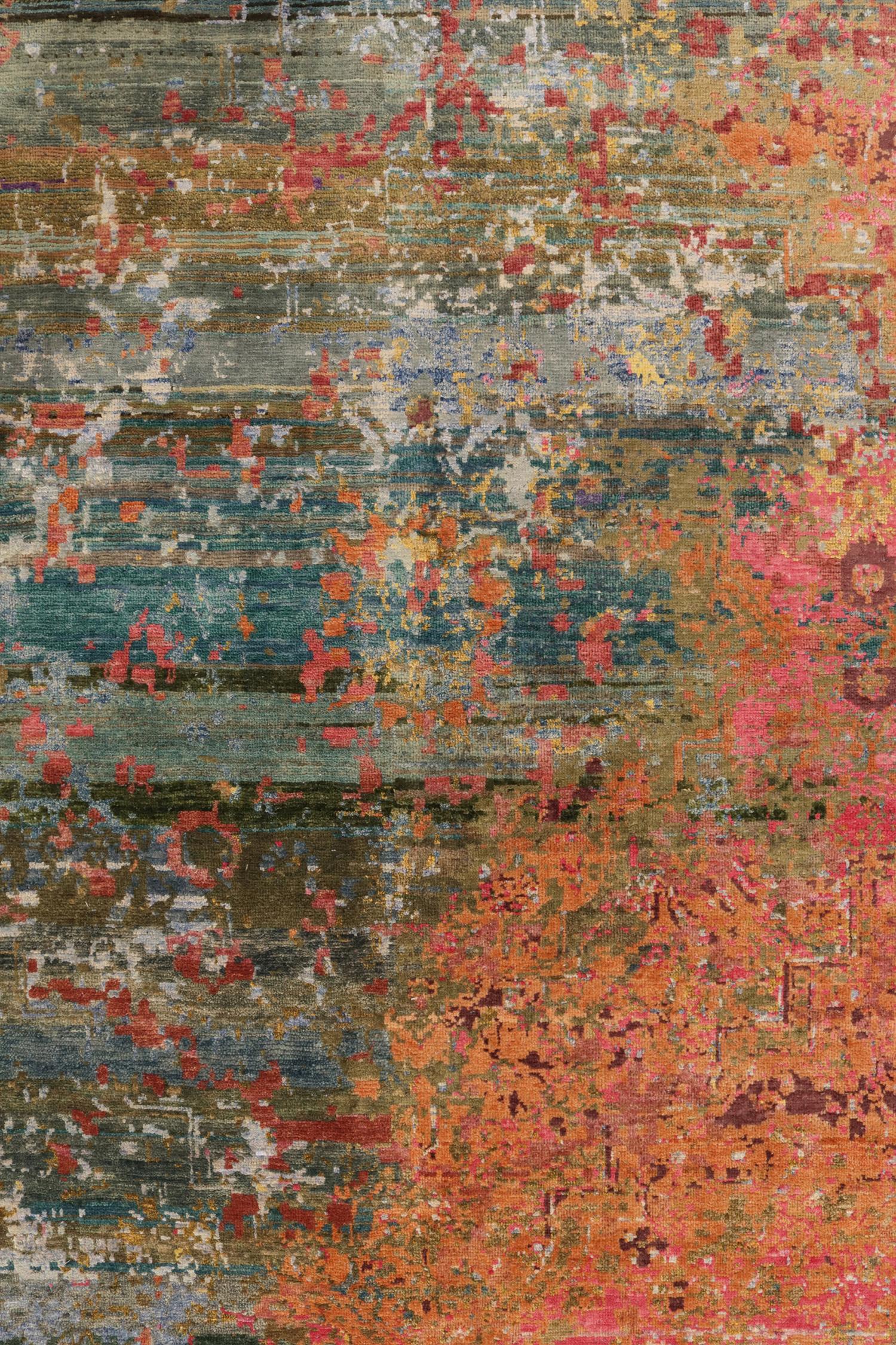 Rug & Kilim's Contemporary Abstract Rug in Pink, Blau Bunt gemustert im Zustand „Neu“ im Angebot in Long Island City, NY