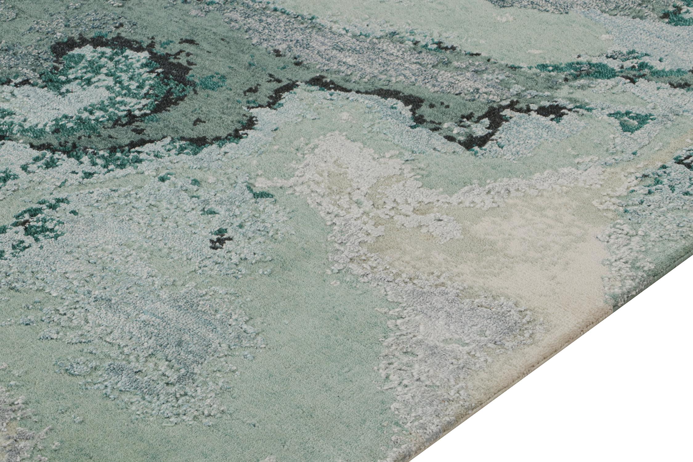 Rug & Kilim's Contemporary Abstract Rug in Taupe mit Teal-Muster (Handgeknüpft) im Angebot