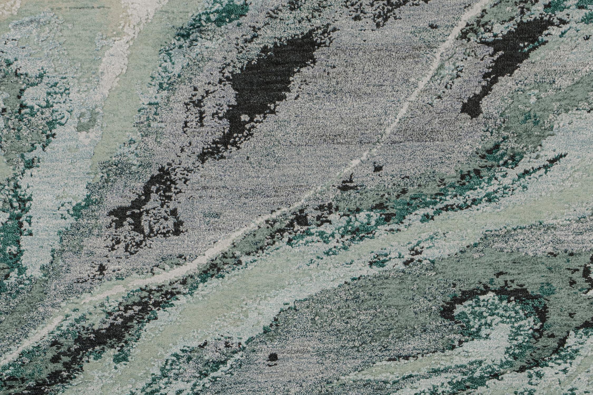 Rug & Kilim's Contemporary Abstract Rug in Taupe mit Teal-Muster im Zustand „Neu“ im Angebot in Long Island City, NY