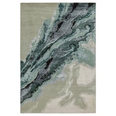 Alfombra abstracta contemporánea de Rug & Kilim en color topo con dibujo verde azulado