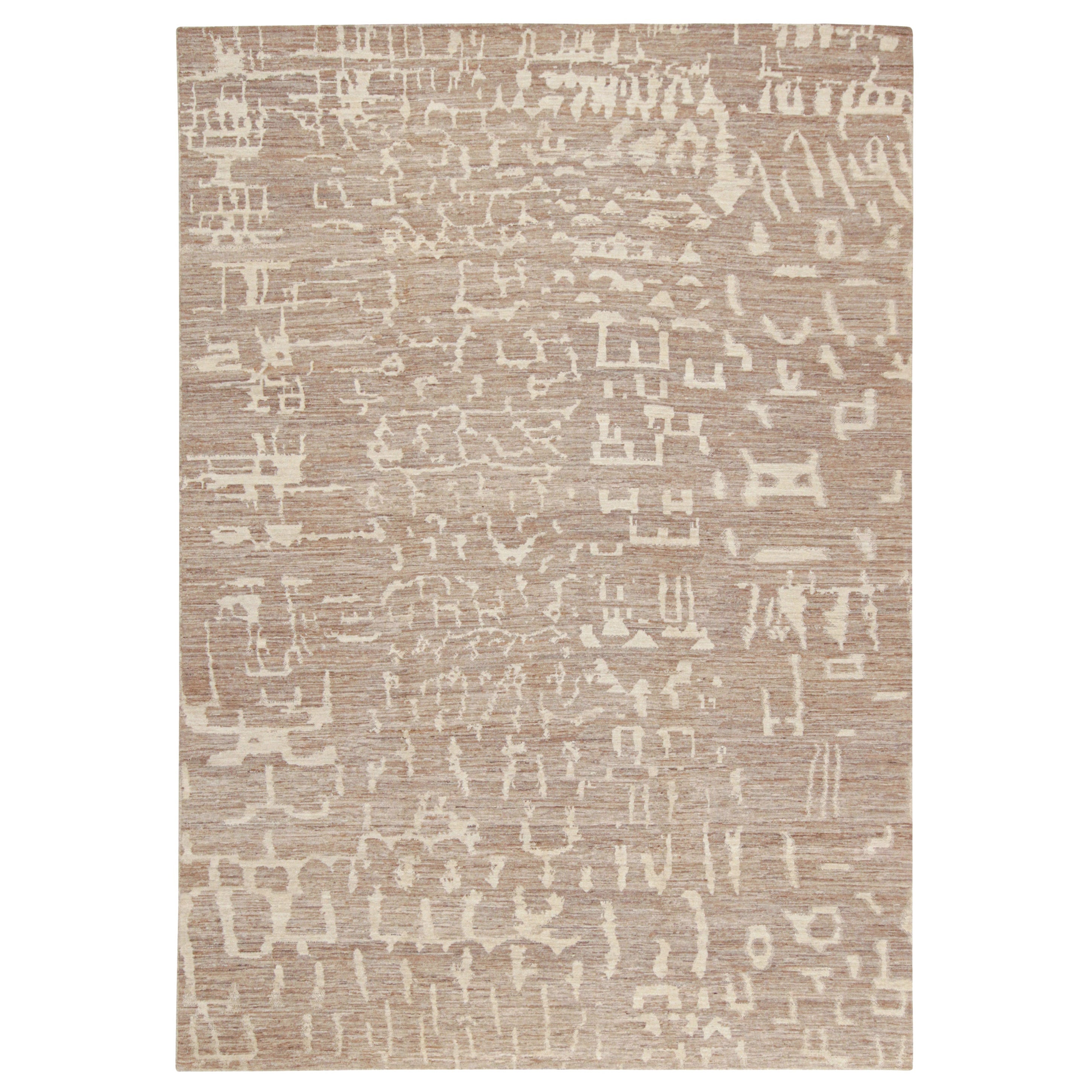 Rug & Kilim - Tappeto astratto contemporaneo con motivi geometrici beige-marrone