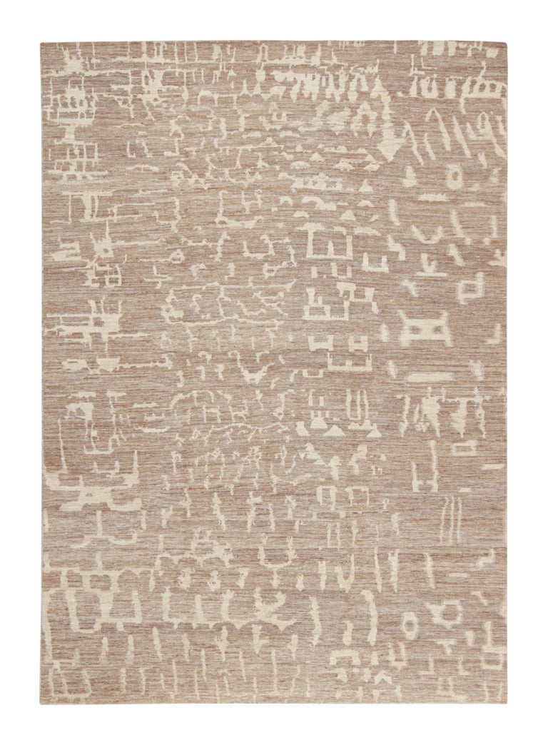 Rug and Kilim’s Contemporary Abstract Rug with Beige-Brown Geometric ...