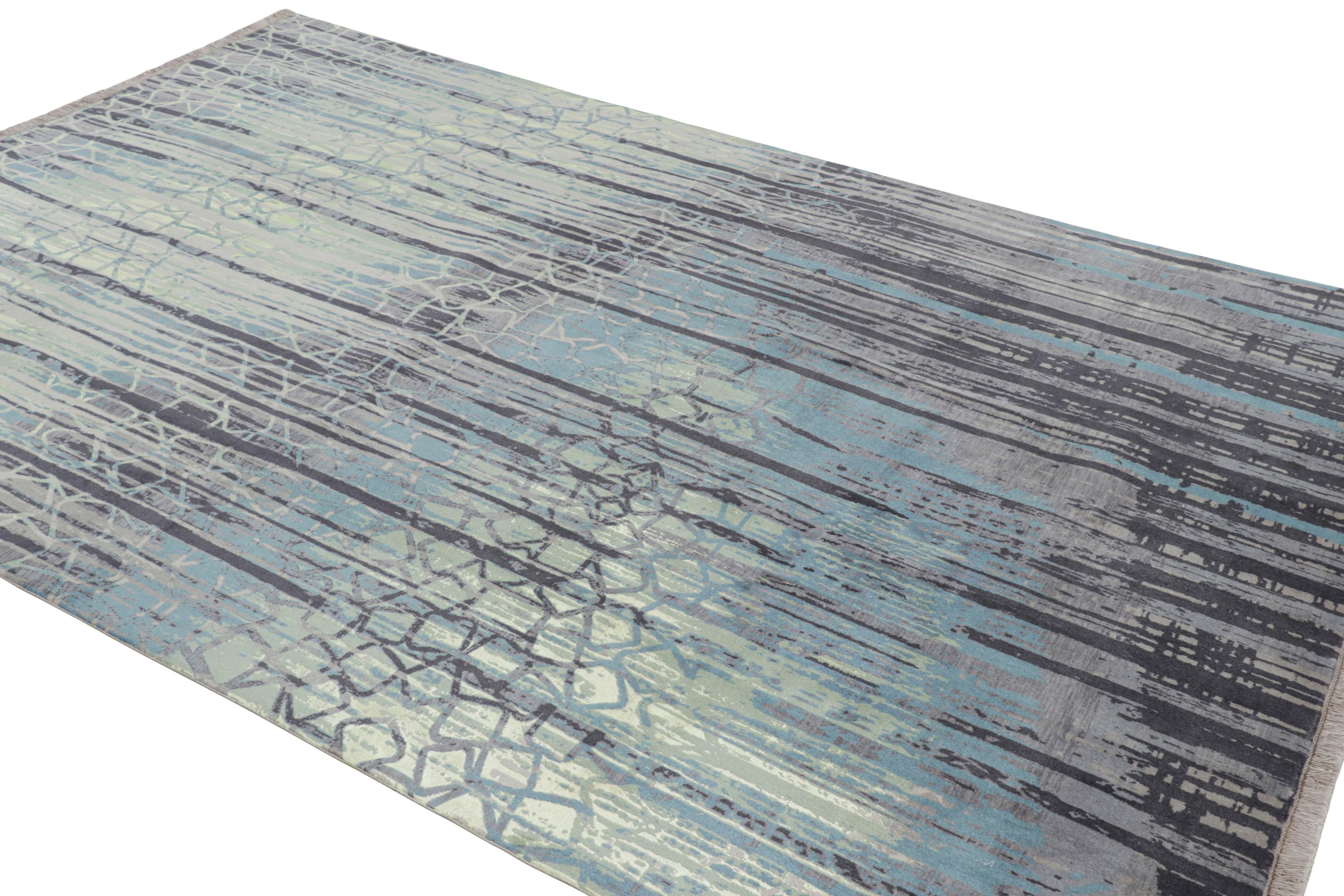 Indian Rug & Kilim’s Contemporary Abstract Rug With Geometric Patterns “Vinchi” For Sale