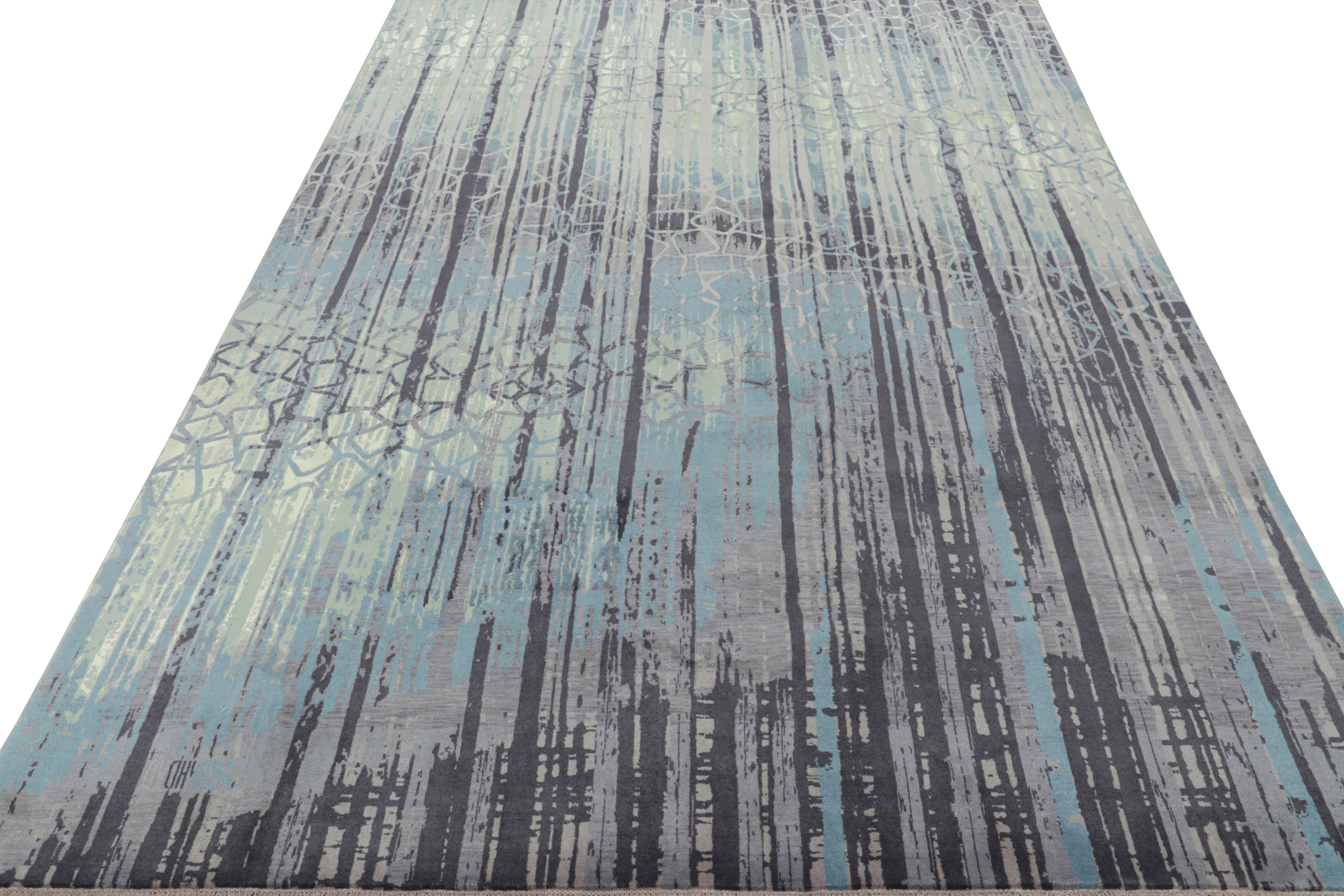 Hand-Knotted Rug & Kilim’s Contemporary Abstract Rug With Geometric Patterns “Vinchi” For Sale