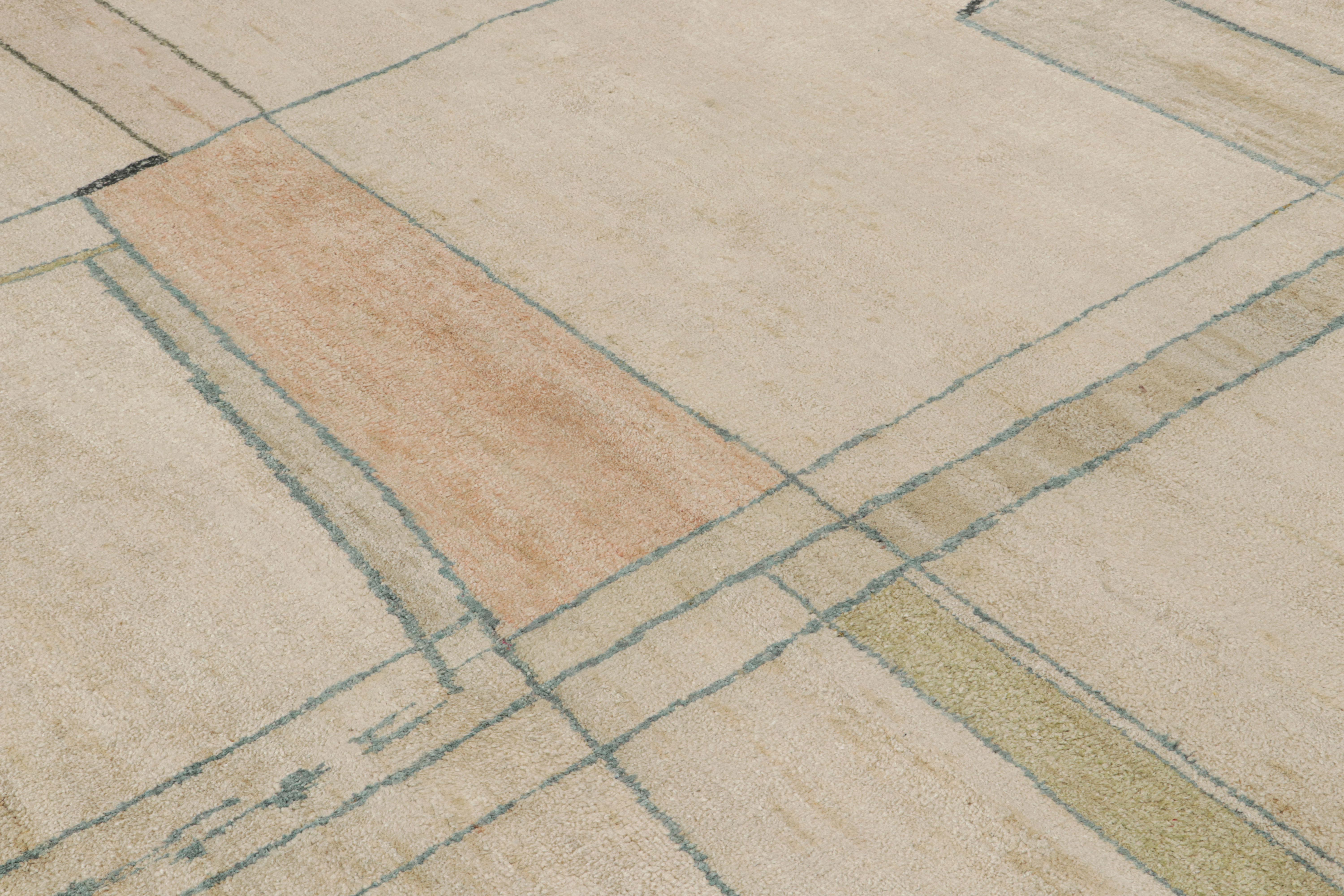 Indiano Rug & Kilim: Tappeto astratto contemporaneo con motivi geometrici minimalisti in vendita