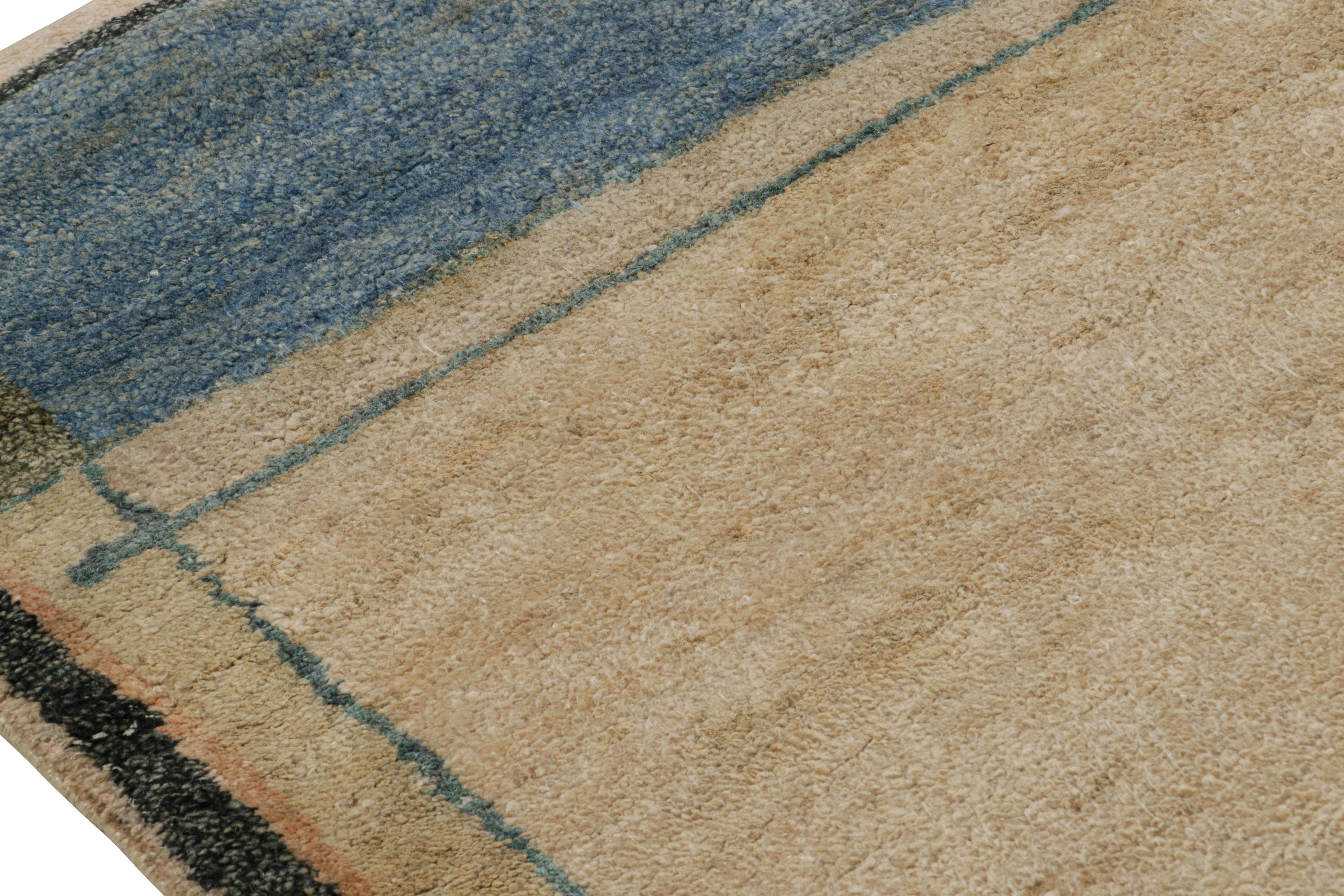 Annodato a mano Rug & Kilim: Tappeto astratto contemporaneo con motivi geometrici minimalisti in vendita