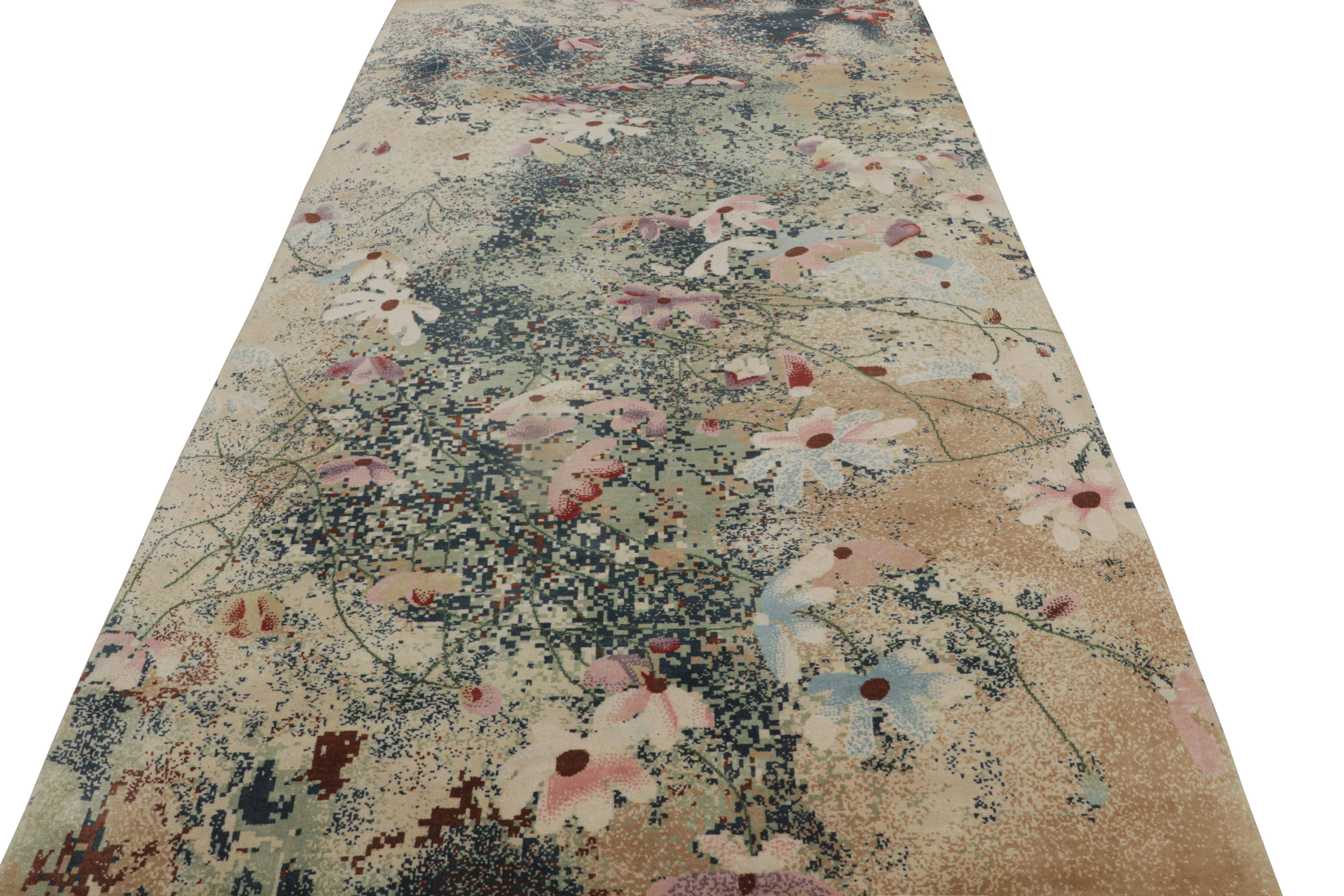 Modern Rug & Kilim’s Contemporary Abstract Rug With Polychromatic Floral Patterns For Sale