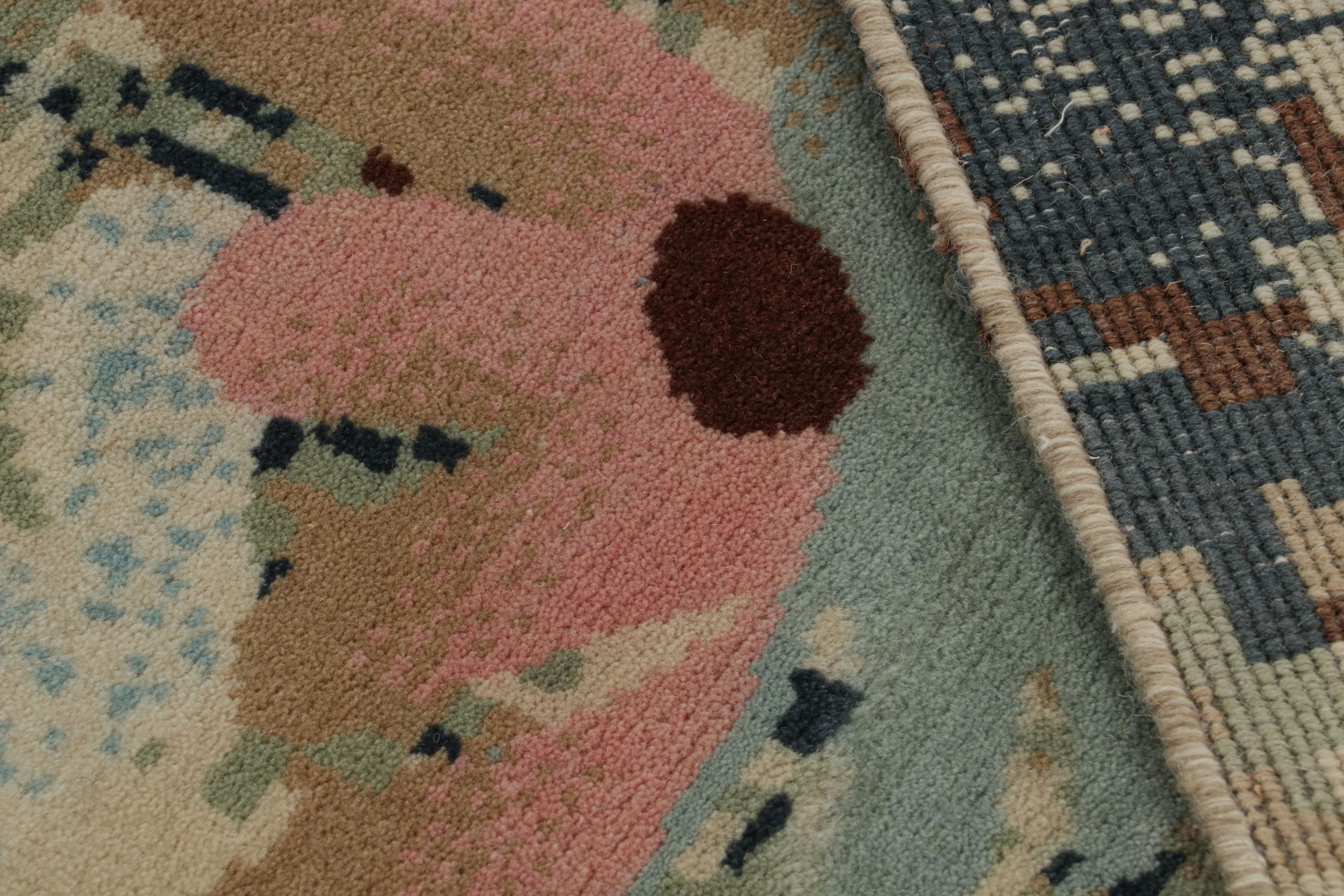 Wool Rug & Kilim’s Contemporary Abstract Rug With Polychromatic Floral Patterns For Sale