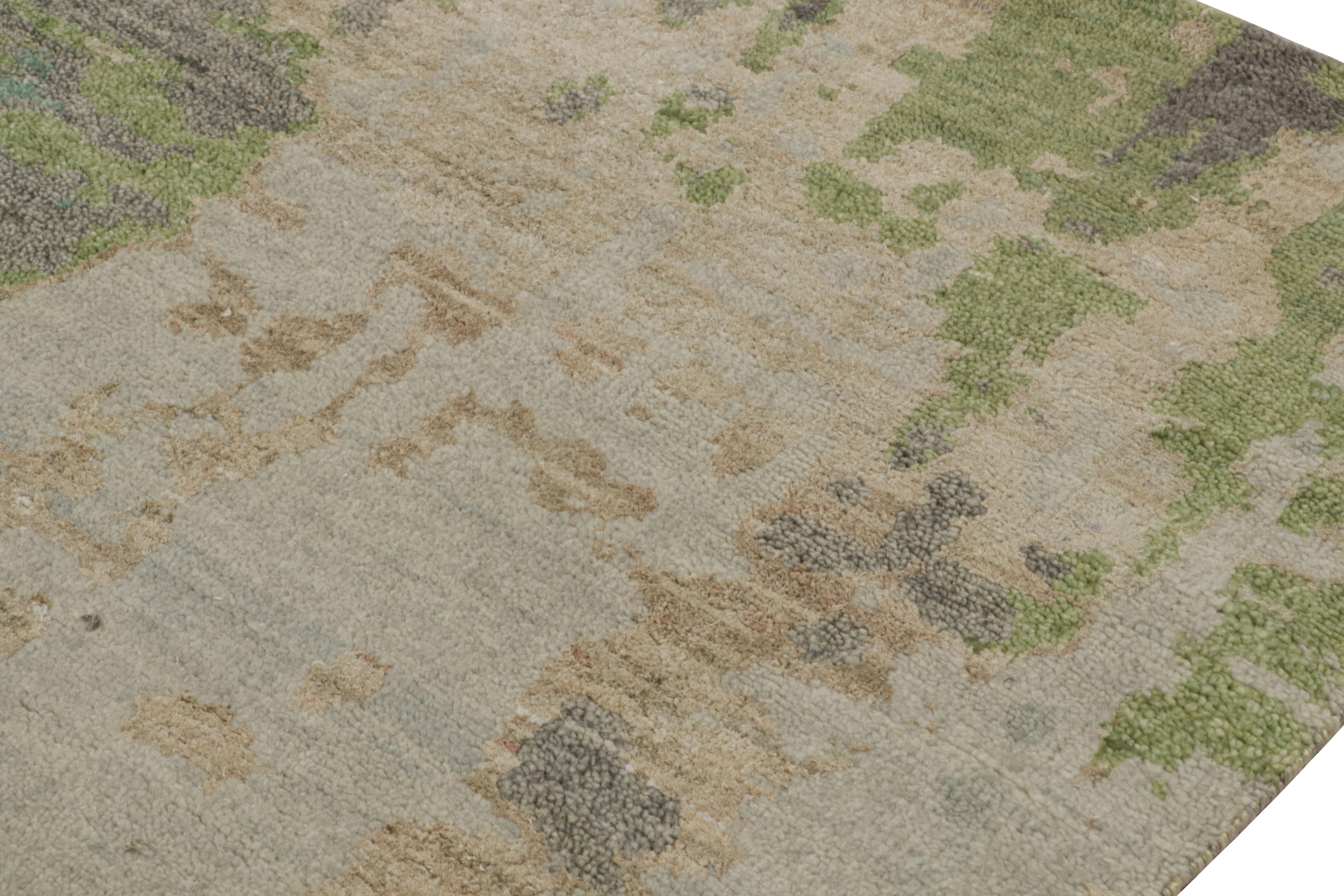 Annodato a mano Rug & Kilim: Tappeto astratto contemporaneo con motivi policromatici in vendita