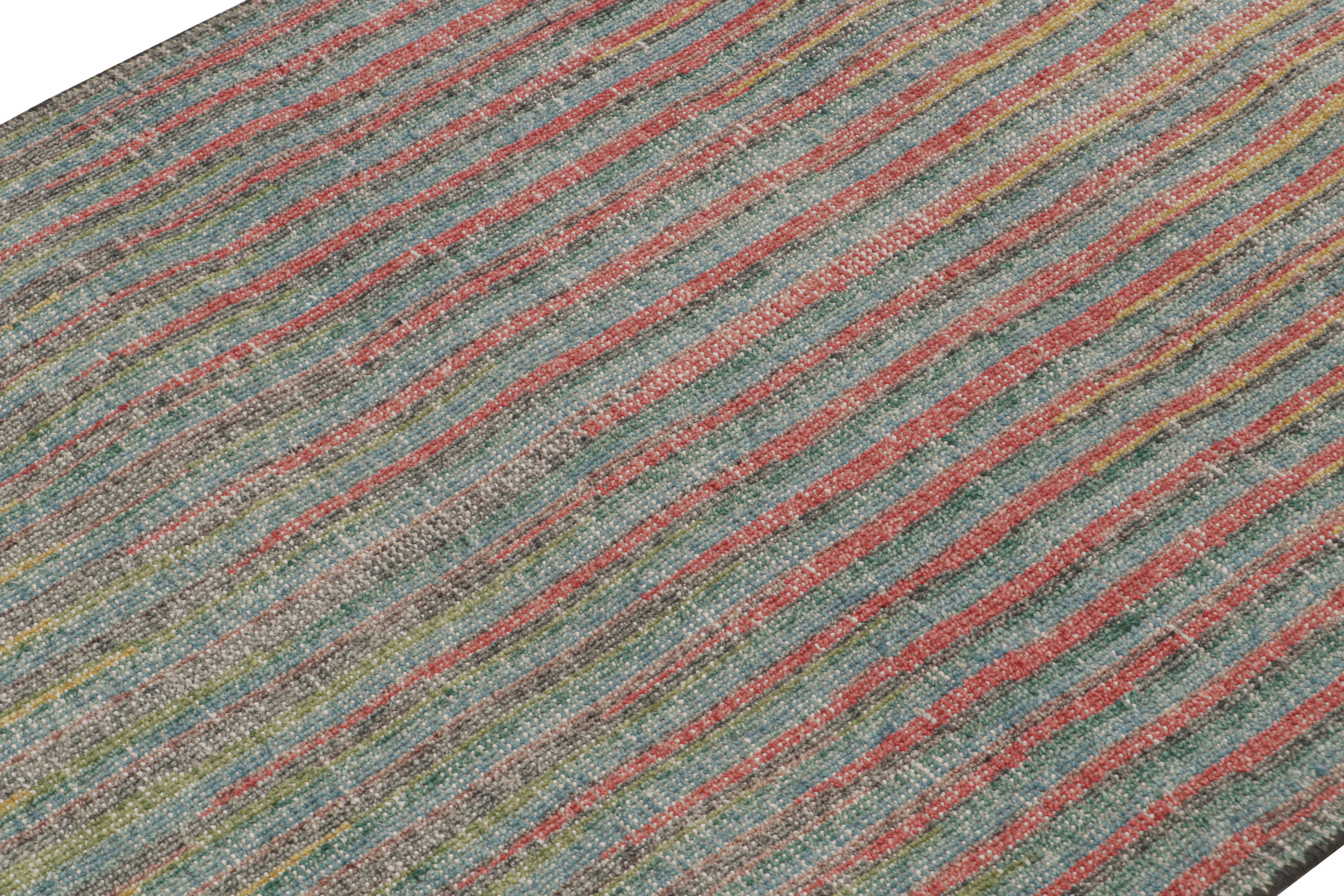 Rug & Kilims zeitgenössischer abstrakter Läufer mit polychromen Streifen (Indisch) im Angebot