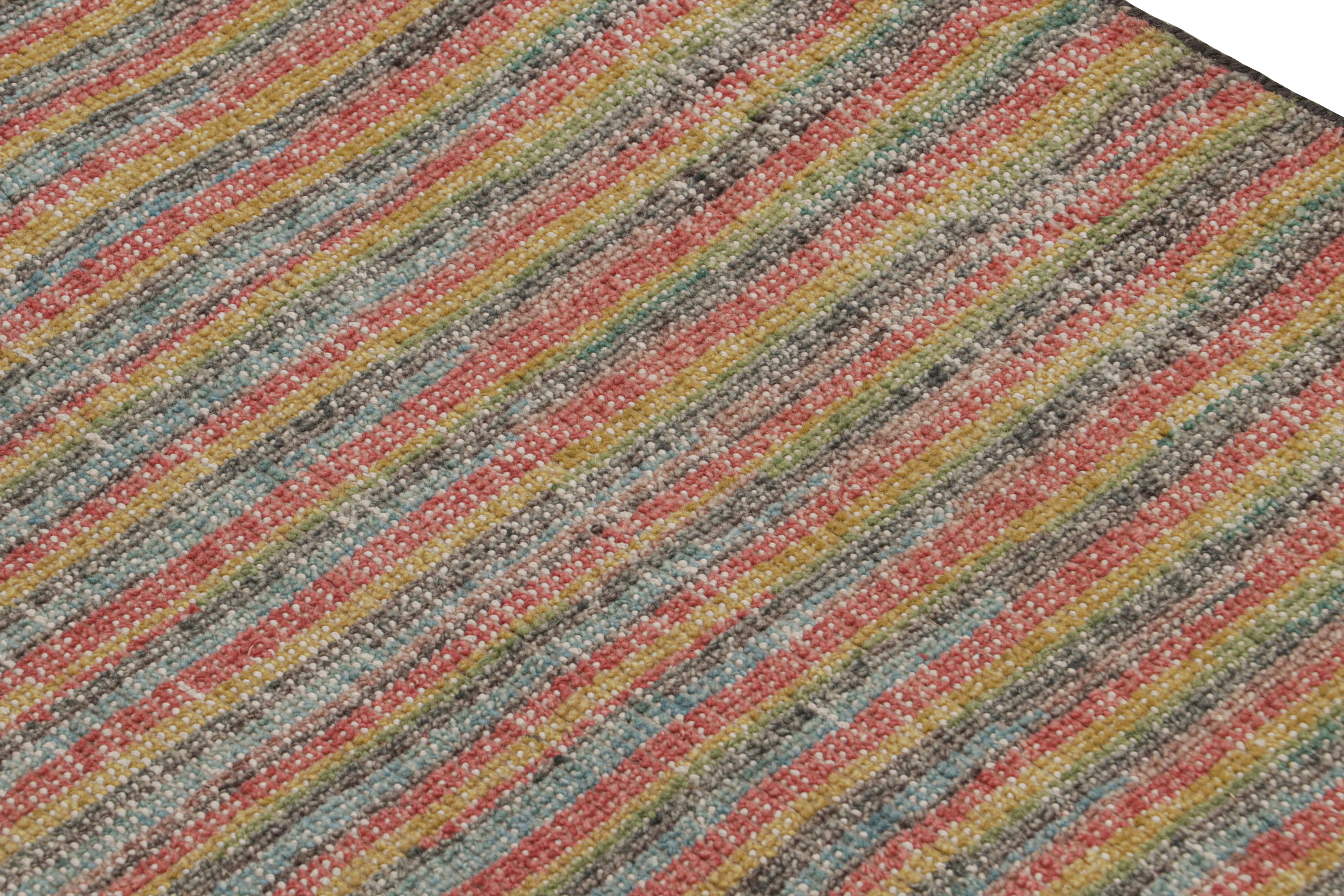 Rug & Kilim’s Contemporary Abstract Runner Rug with Polychromatic Stripes In New Condition For Sale In Long Island City, NY