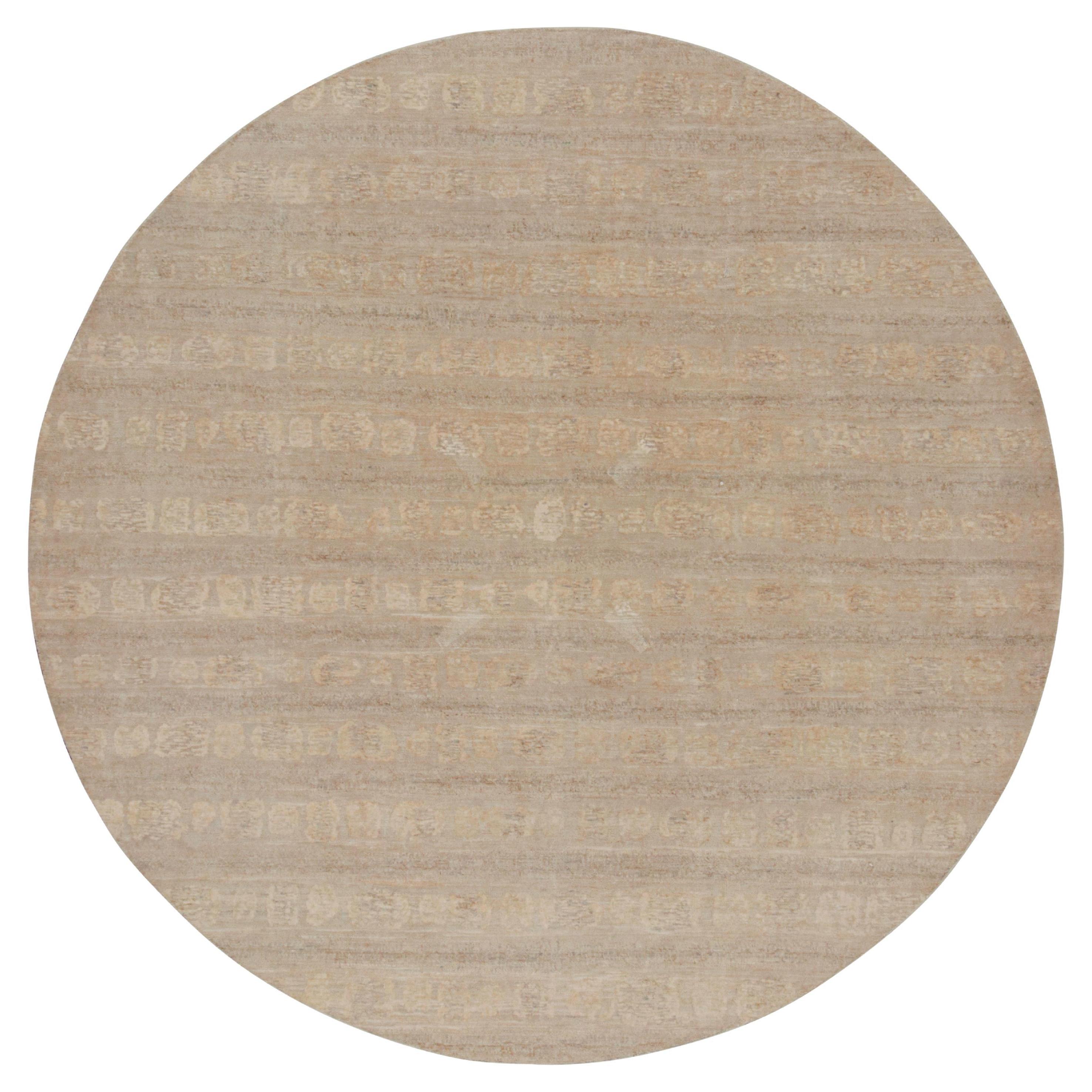 Rug & Kilim’s Contemporary Abstract Textural Circle Rug in Beige For Sale