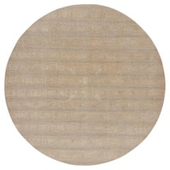 Rug & Kilim's Contemporary Abstract Textural Circle Rug in Beige (tapis circulaire abstrait contemporain en beige)