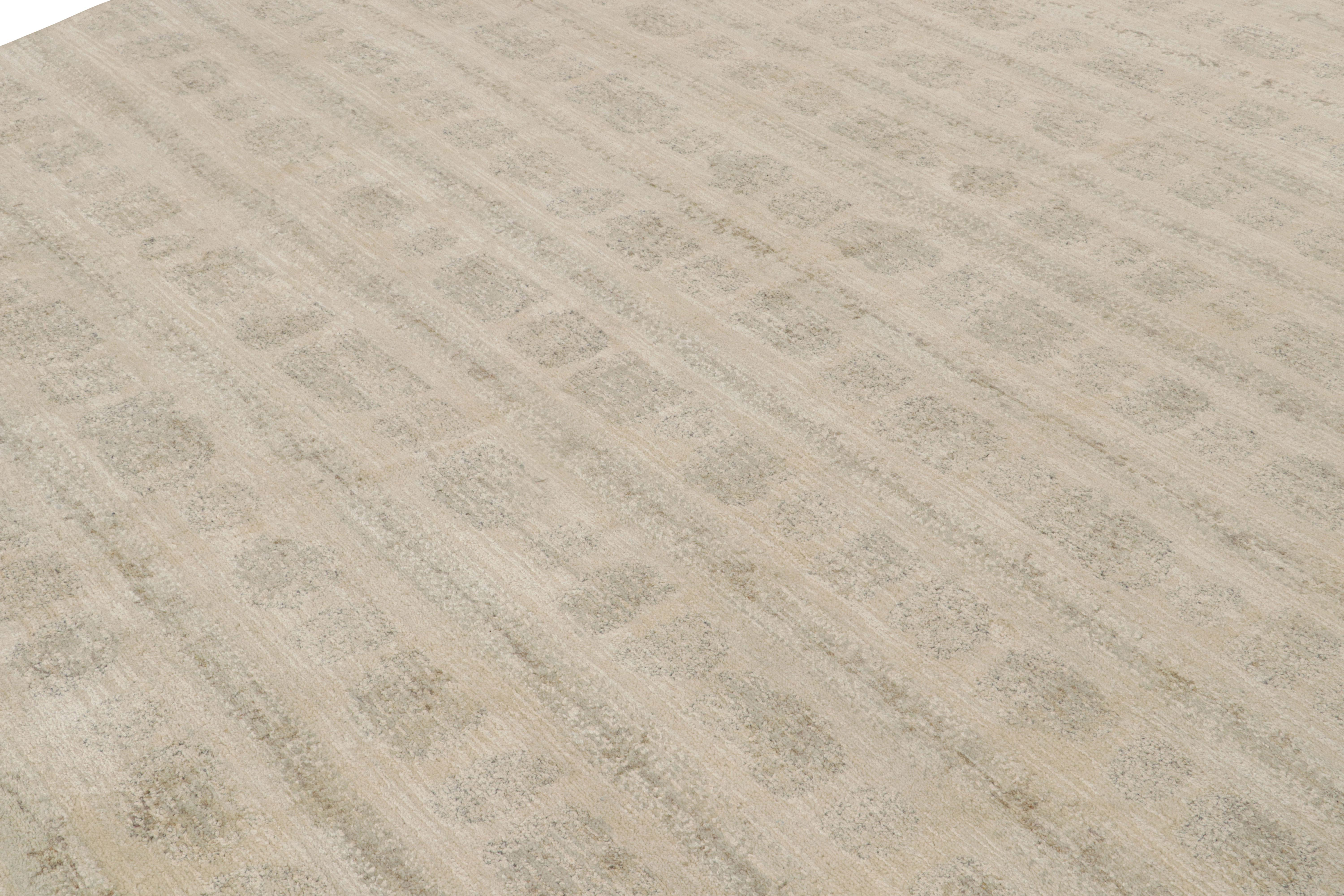 Indian Rug & Kilim’s Contemporary Abstract Textural Rug in Beige For Sale