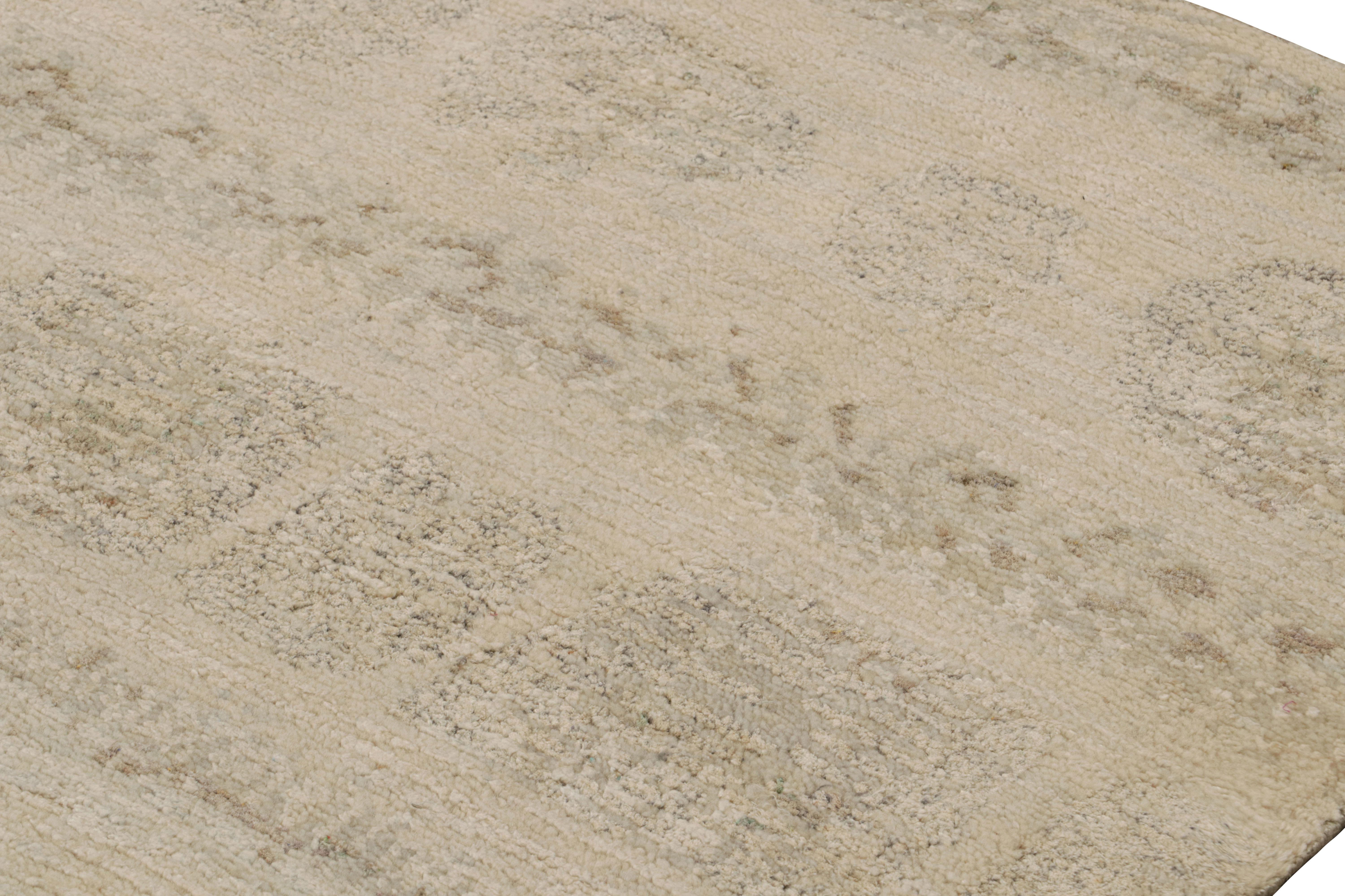 Hand-Knotted Rug & Kilim’s Contemporary Abstract Textural Rug in Beige For Sale
