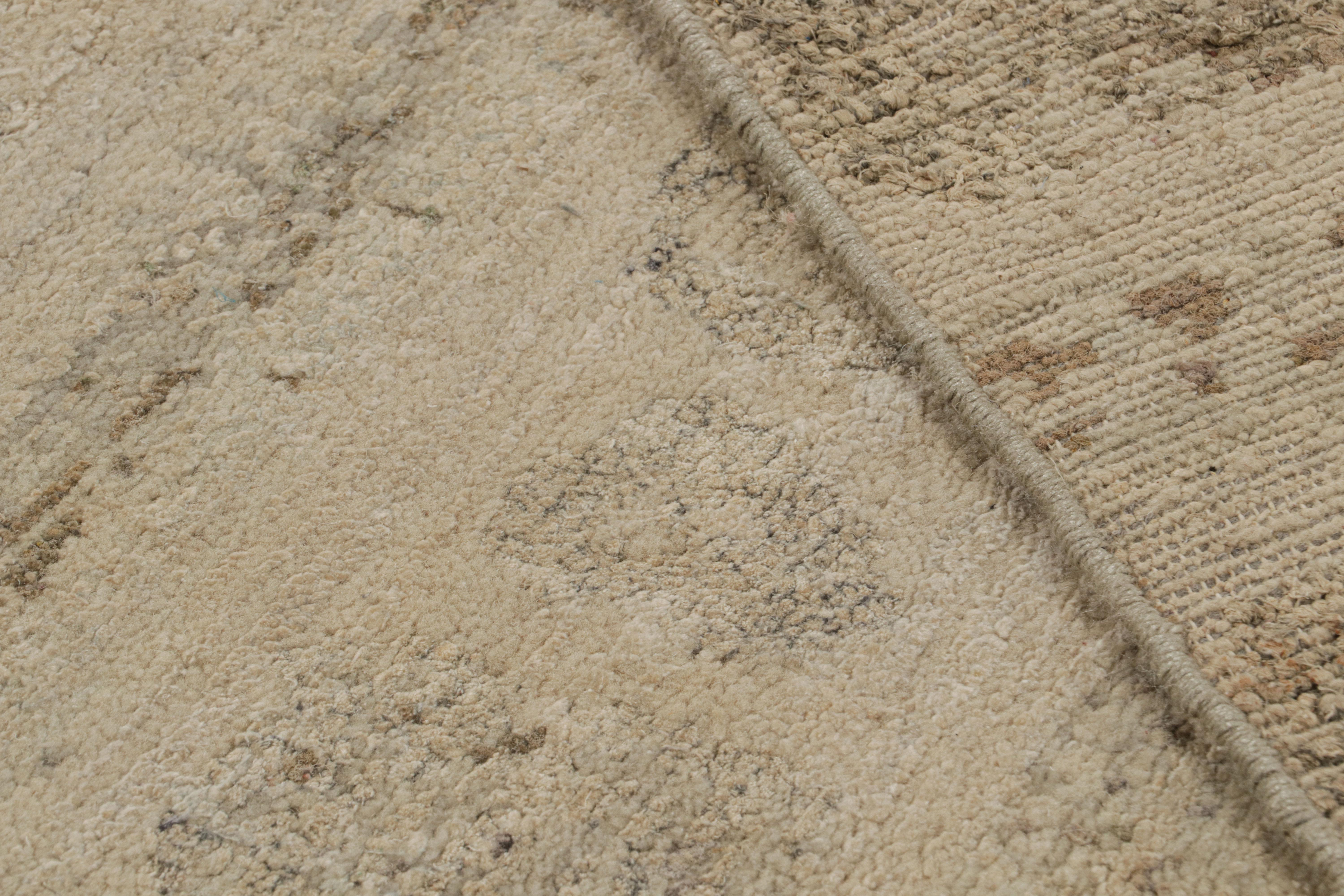 Wool Rug & Kilim’s Contemporary Abstract Textural Rug in Beige For Sale