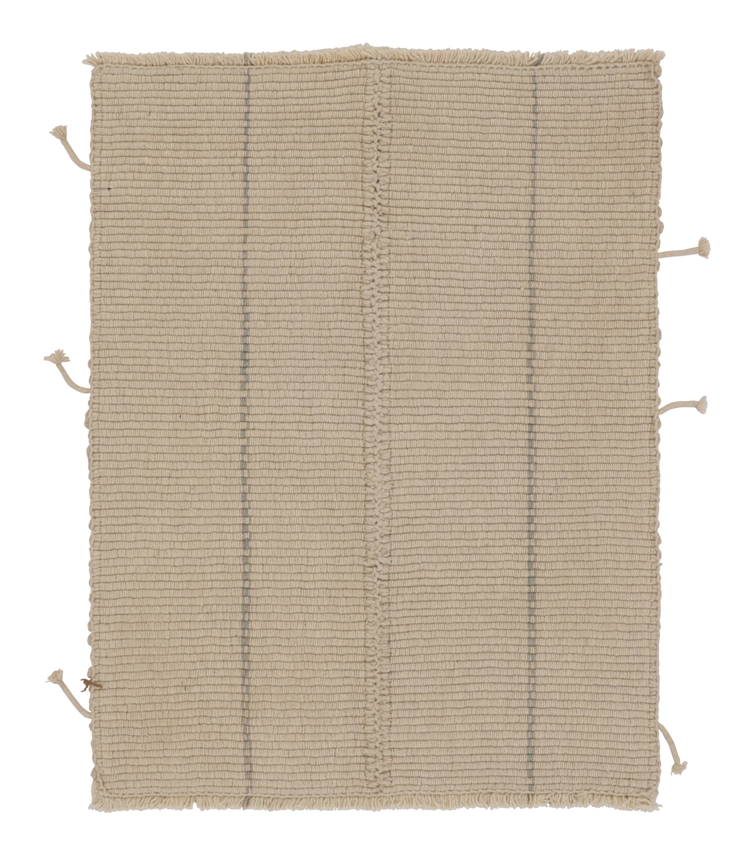 Rug & Kilim's Contemporary Accent Kilim, Beige Textural Stripes