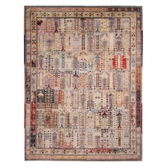 Rug & Kilim's Contemporary Afghani Tribal Beige, Brown Multi-Color Wool Rug