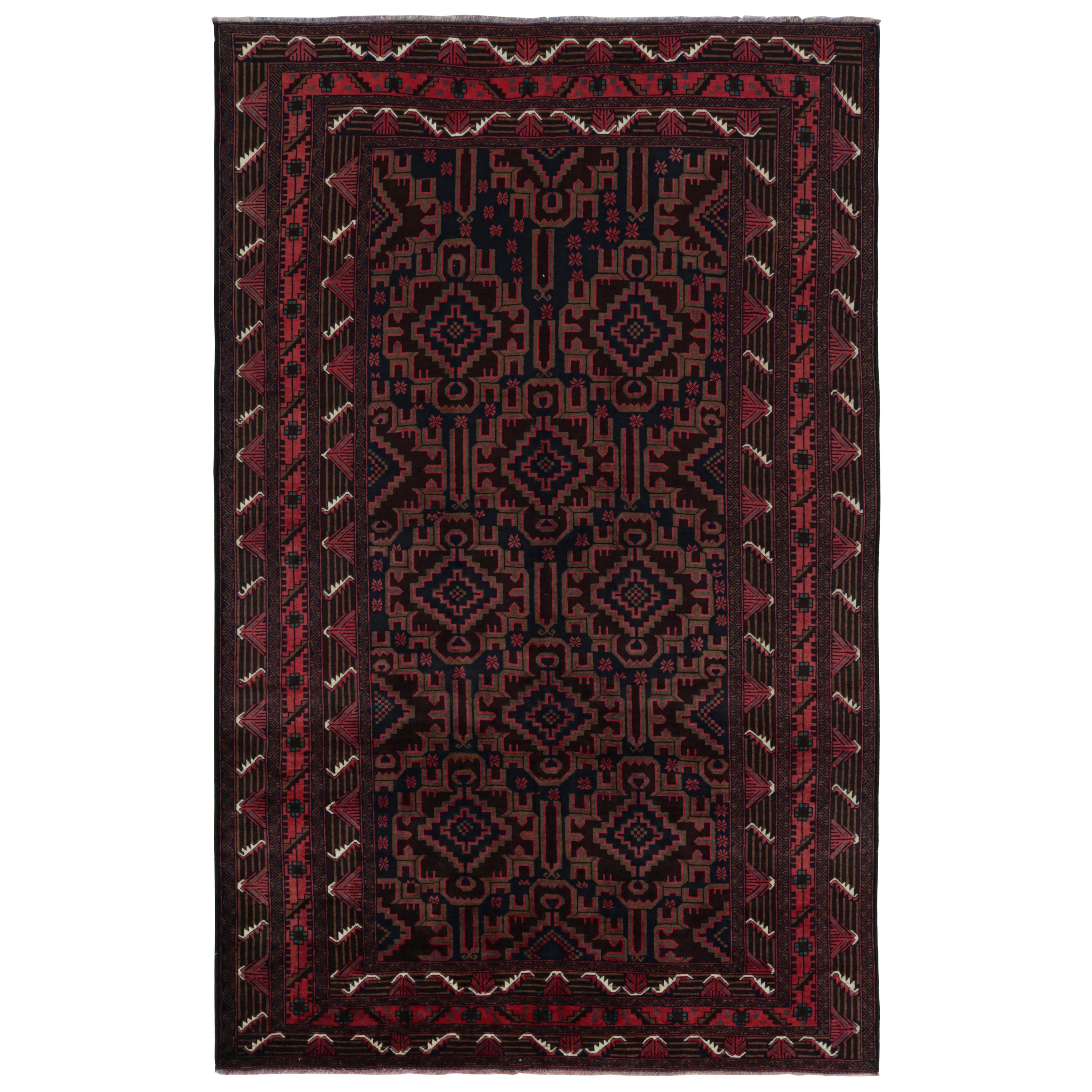Rug & Kilim's zeitgenössischer Belutsch-Teppich mit roten und blauen Mustern