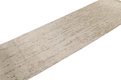 Rug & Kilim's Contemporary Beige Green Runner Geometric Floral Silk Rug