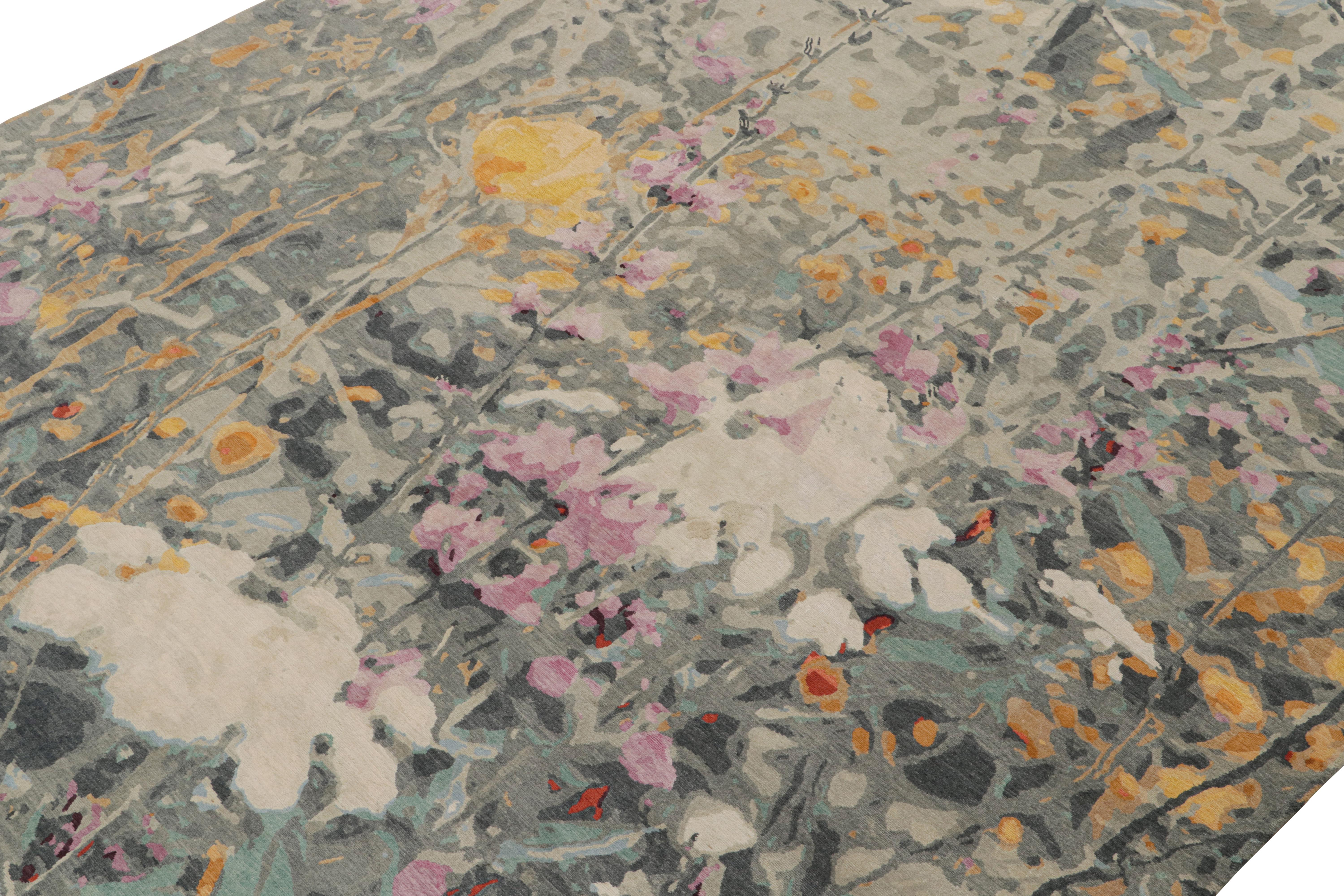 Nepalese Rug & Kilim’s Contemporary Botanical rug in a Multicolor Floral Pattern For Sale