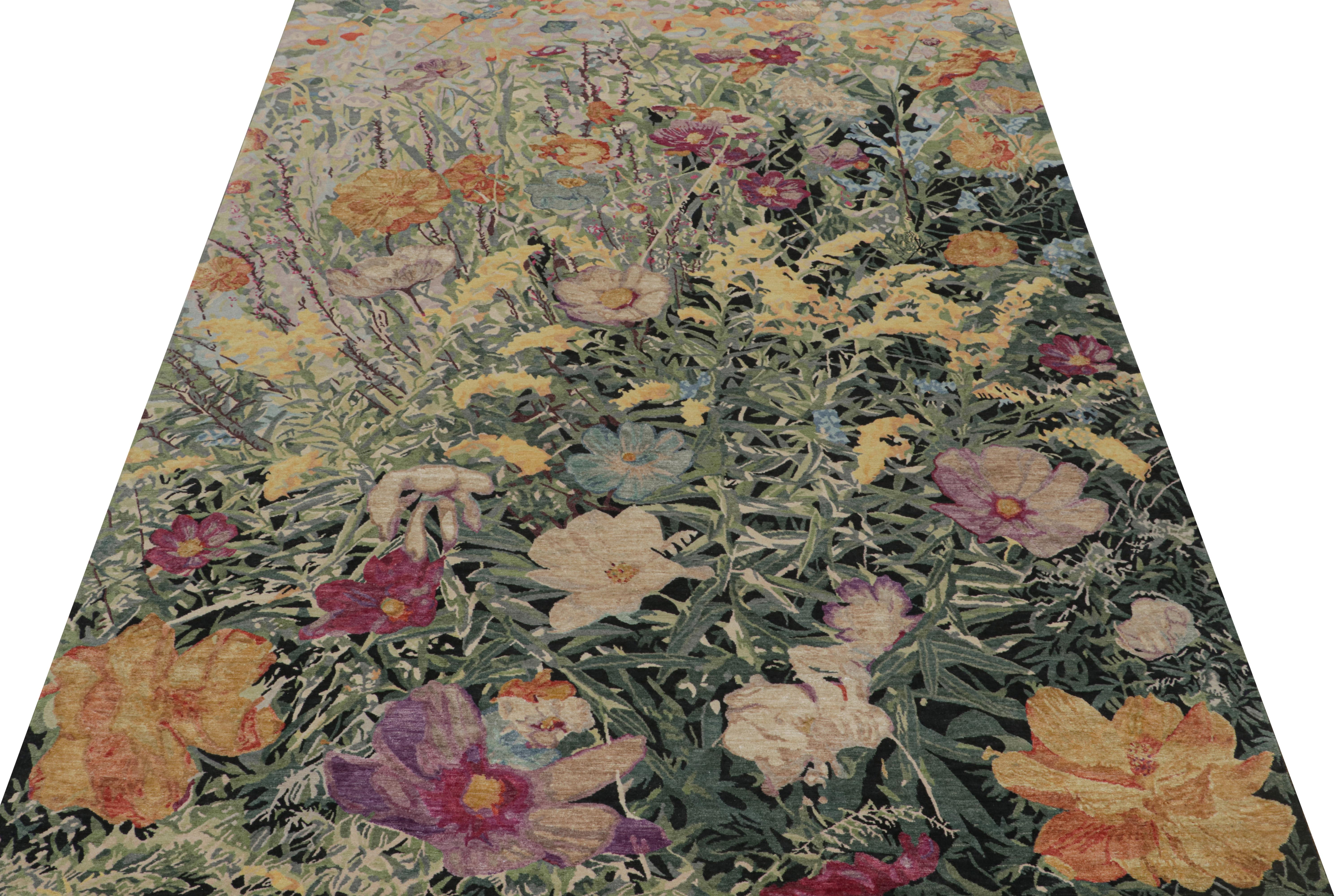 Rug & Kilim’s Contemporary Botanical Rug in Multicolor Floral Pattern Moderno en venta