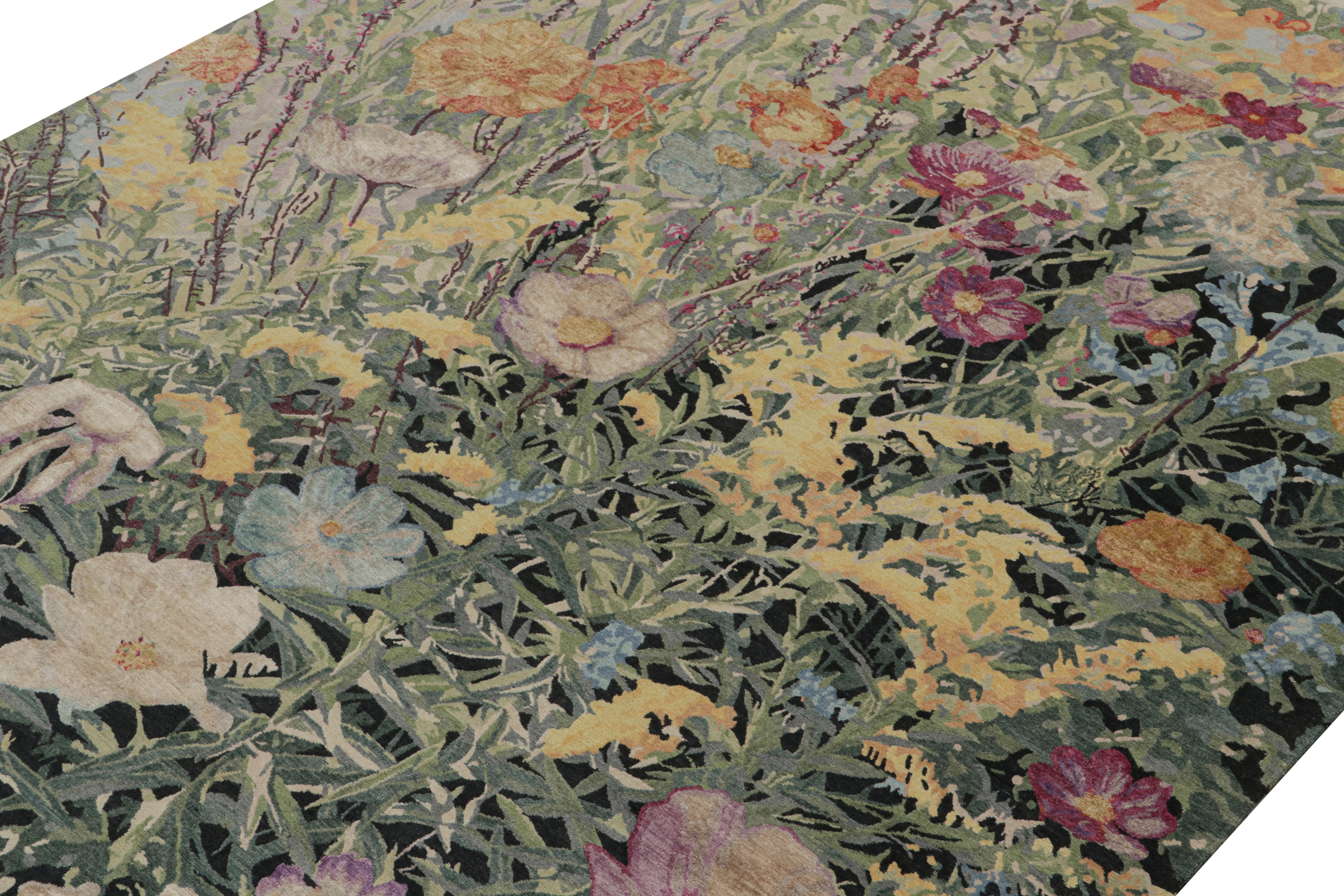 Rug & Kilim’s Contemporary Botanical Rug in Multicolor Floral Pattern Nepalés en venta