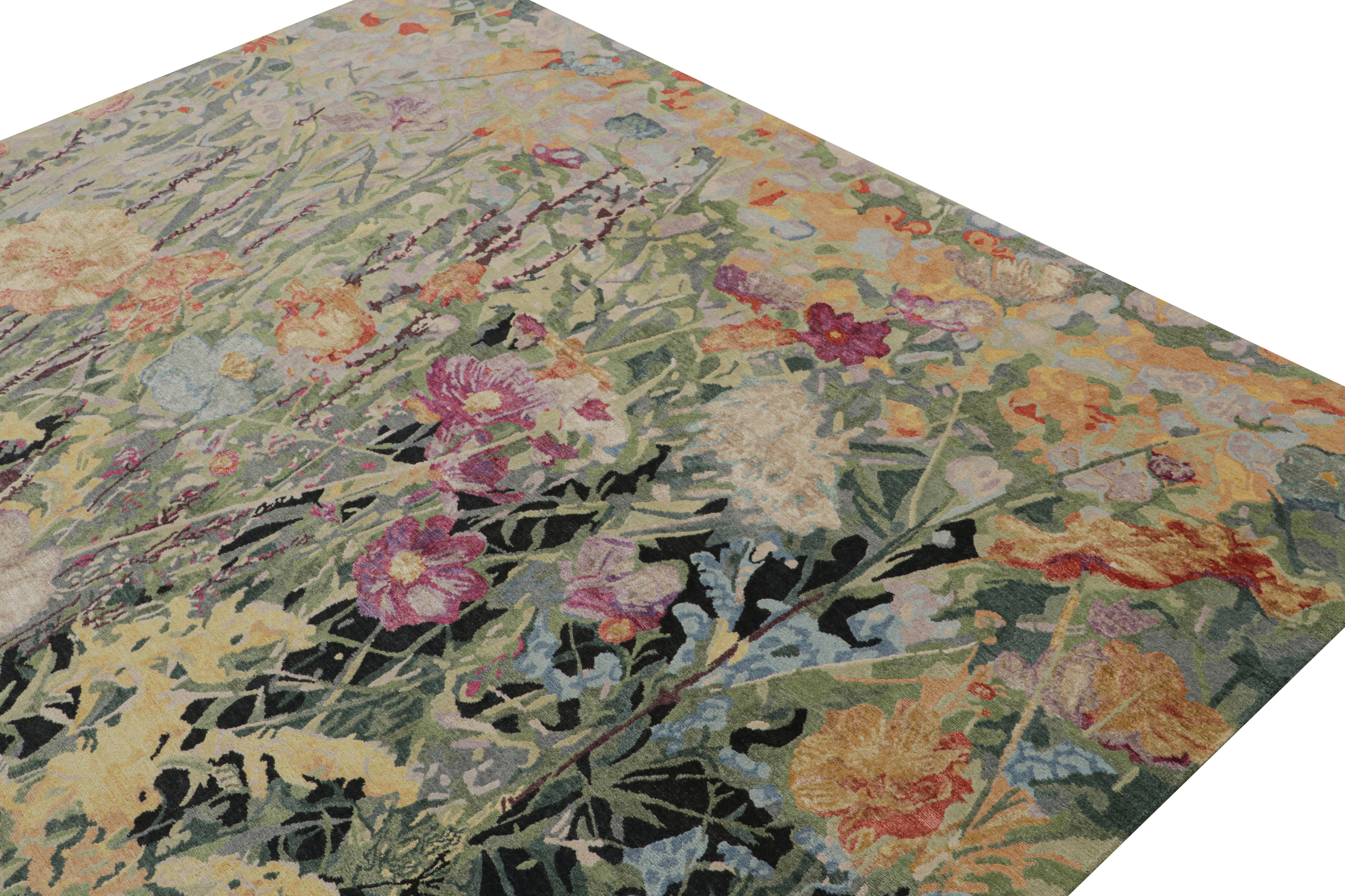 Rug & Kilim’s Contemporary Botanical Rug in Multicolor Floral Pattern Anudado a mano en venta