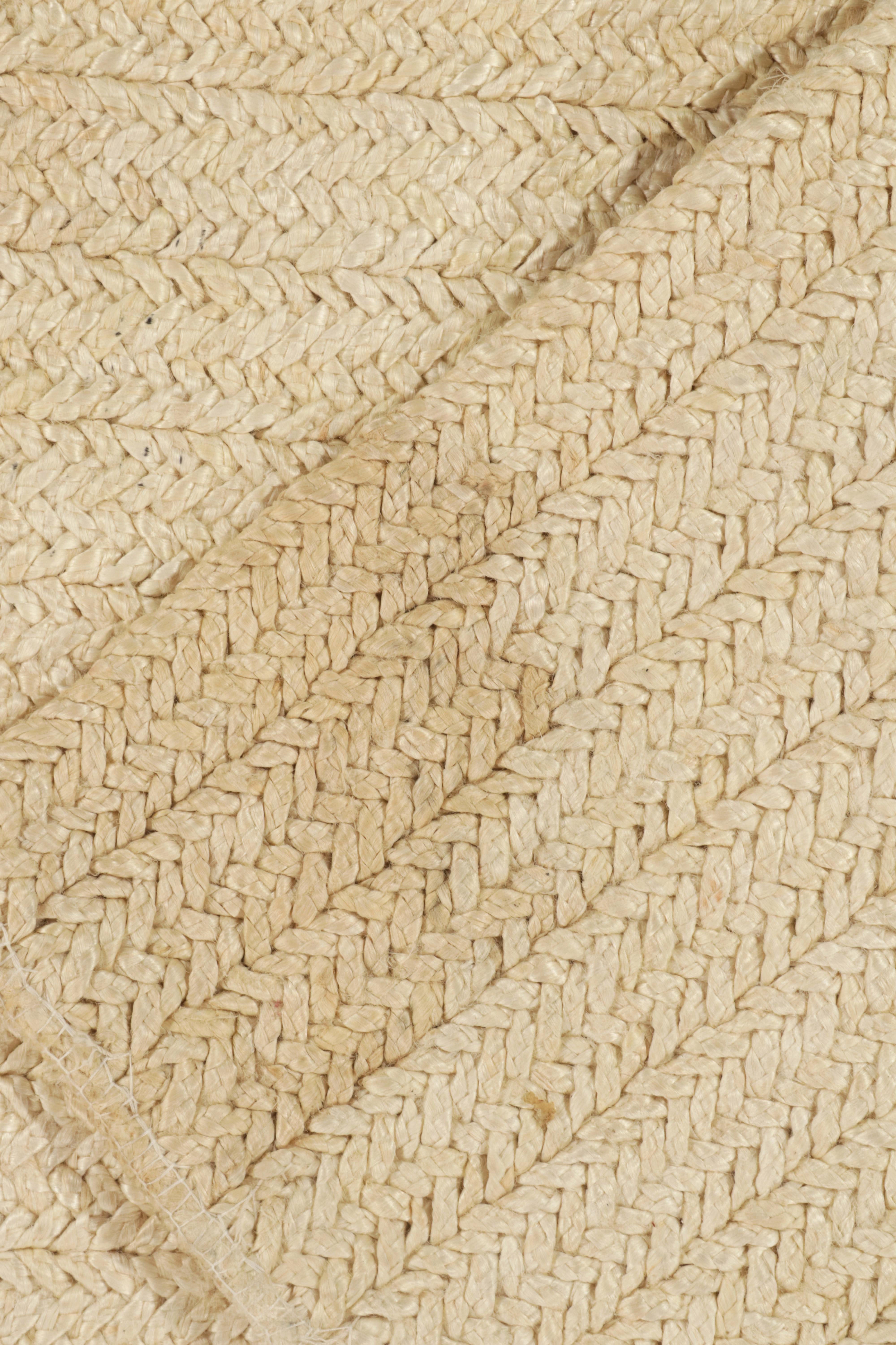 Rug & Kilim's Contemporary Braided Runner in Off-White (Wolle) im Angebot