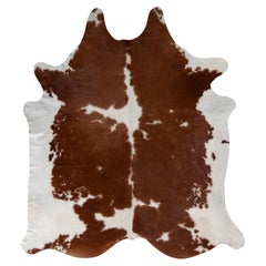 Alfombra contemporánea de piel de vaca en blanco y beige-marrón de Rug 
Kilim