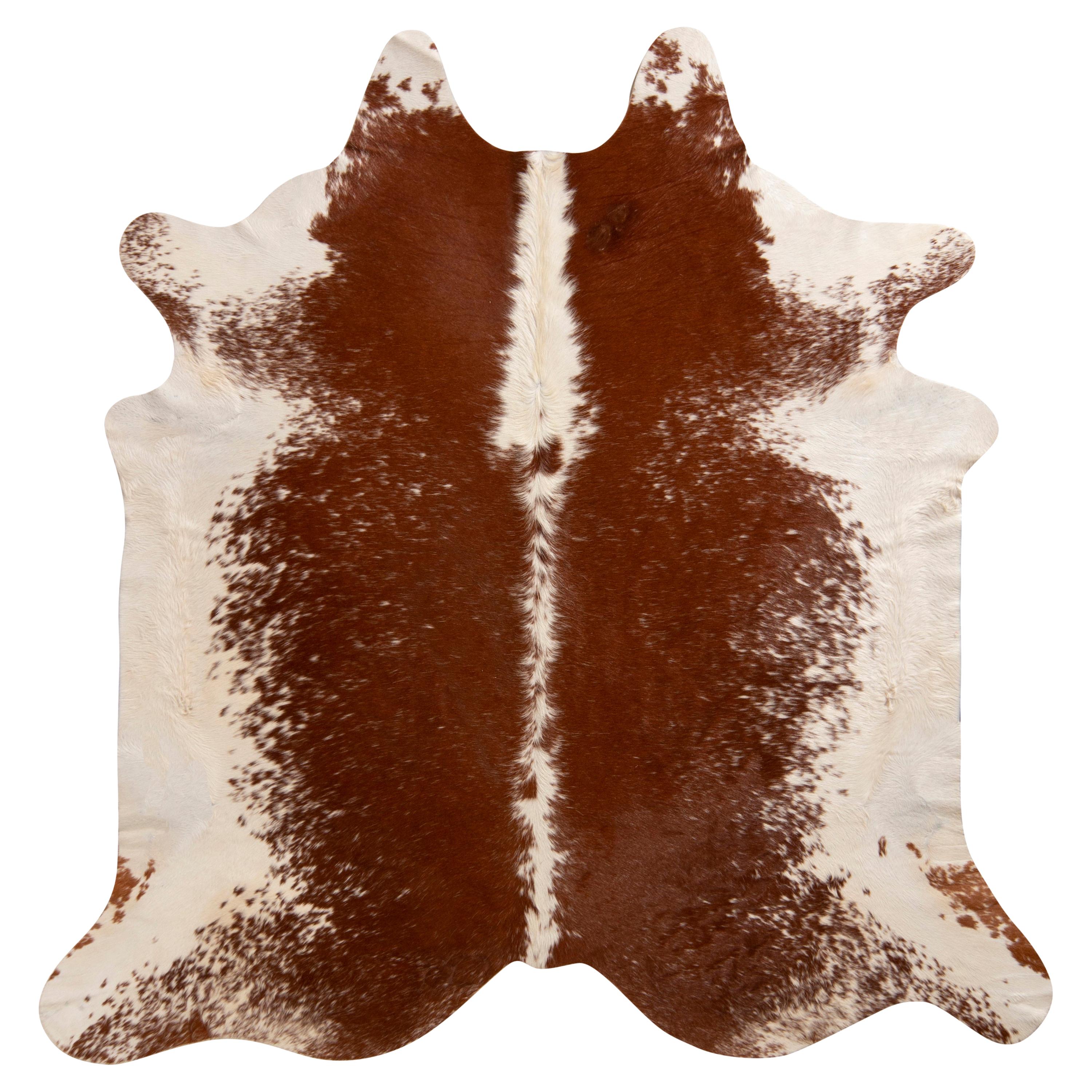 Rug & Kilim’s Contemporary Cowhide Rug in White and Beige-Brown