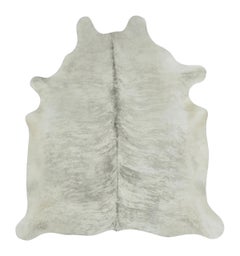 Rug & Kilim’s Contemporary Cowhide Rug with Stripes in Soft White & Gray Tones
