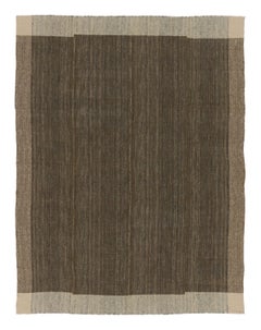 Rug & Kilim’s Contemporary Custom Flatweave in Earthy Brown Hues and Striae