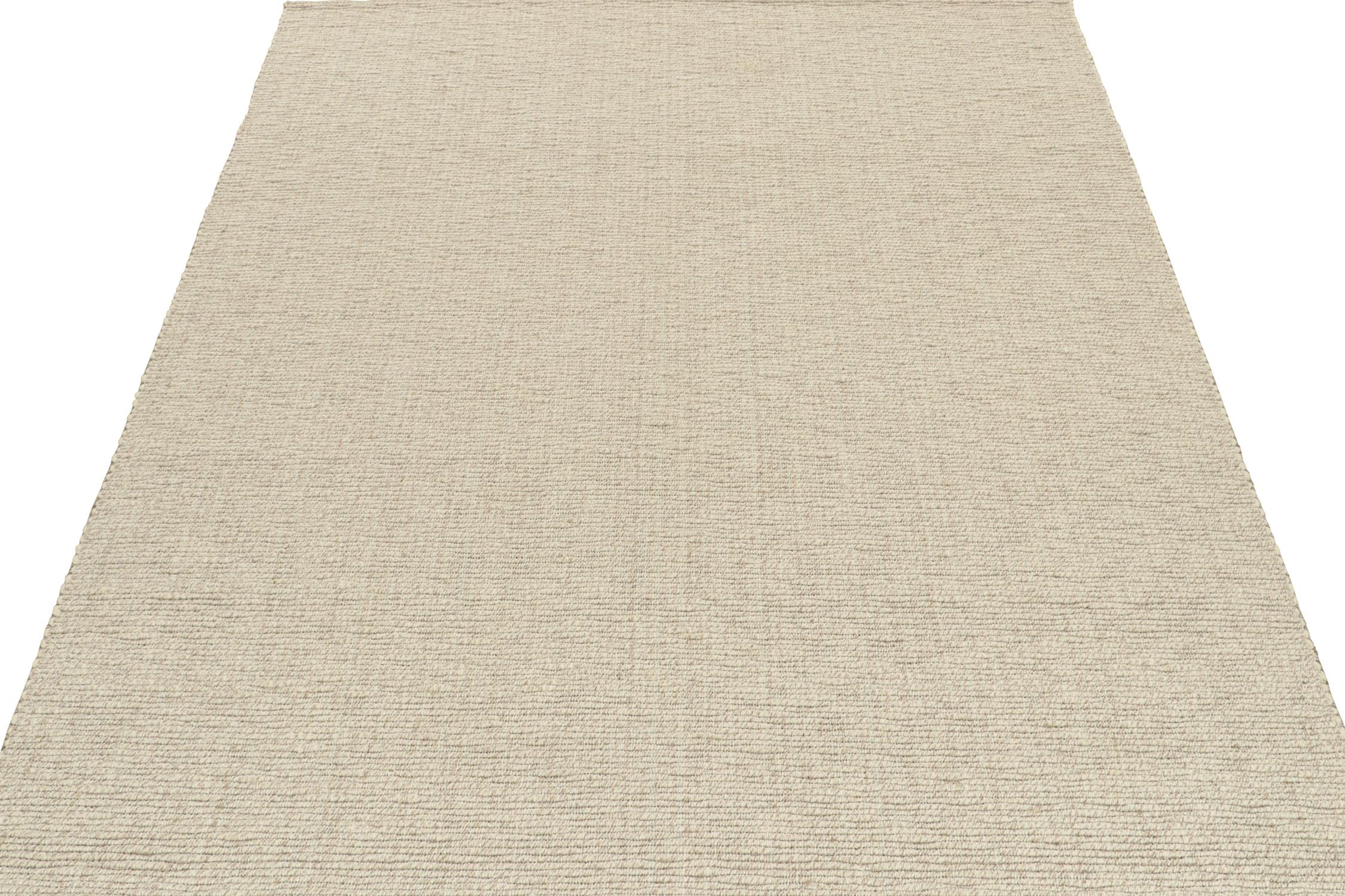 Modern Rug & Kilim’s Contemporary Custom Handwoven rug in Beige and White  For Sale