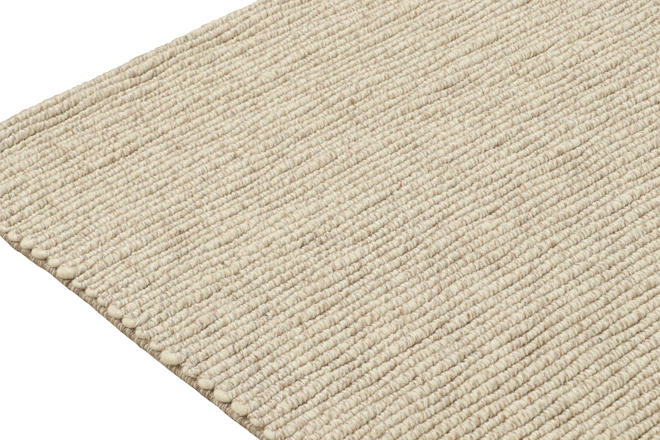 Hand-Knotted Rug & Kilim’s Contemporary Custom Handwoven rug in Beige and White  For Sale