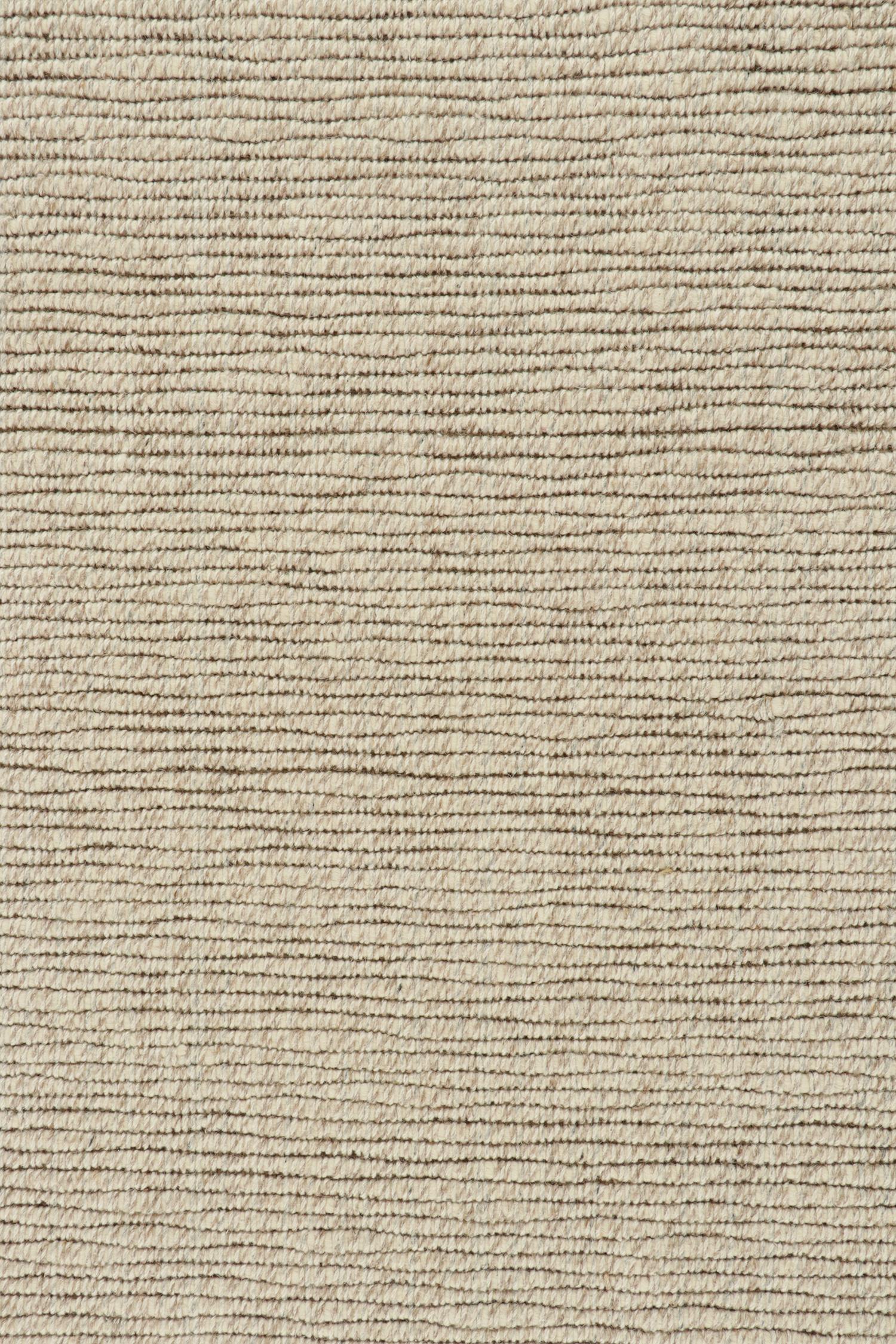 Rug & Kilim’s Contemporary Custom Handwoven rug in Beige and White  In New Condition For Sale In Long Island City, NY