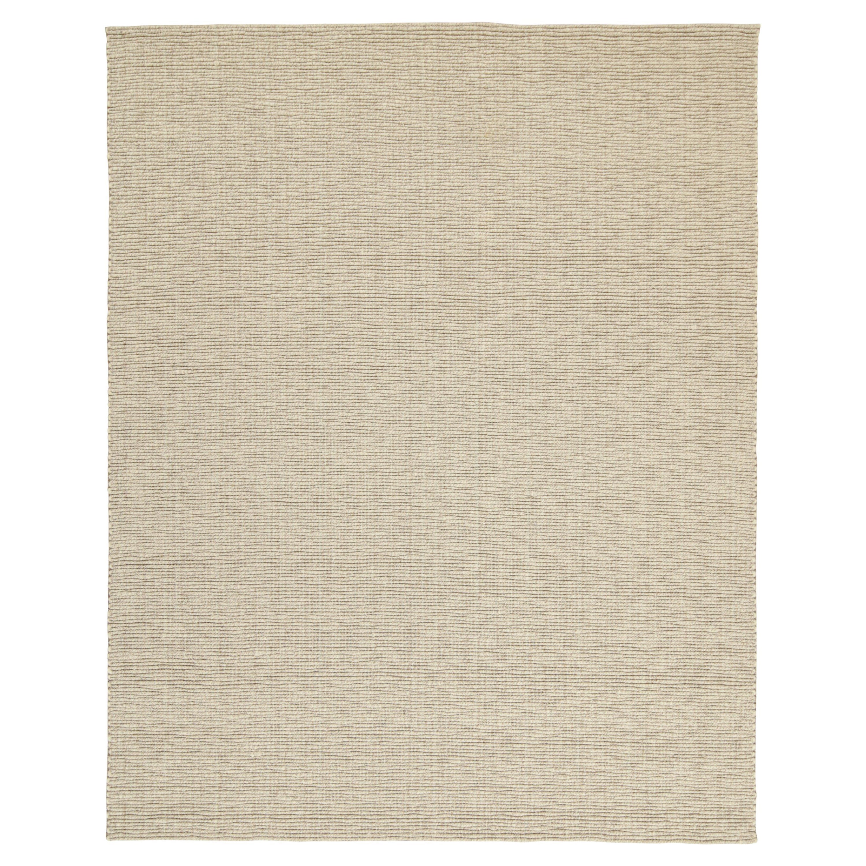 Tapis contemporain tissé à la main sur mesure de Rug & Kilim en beige et blanc
