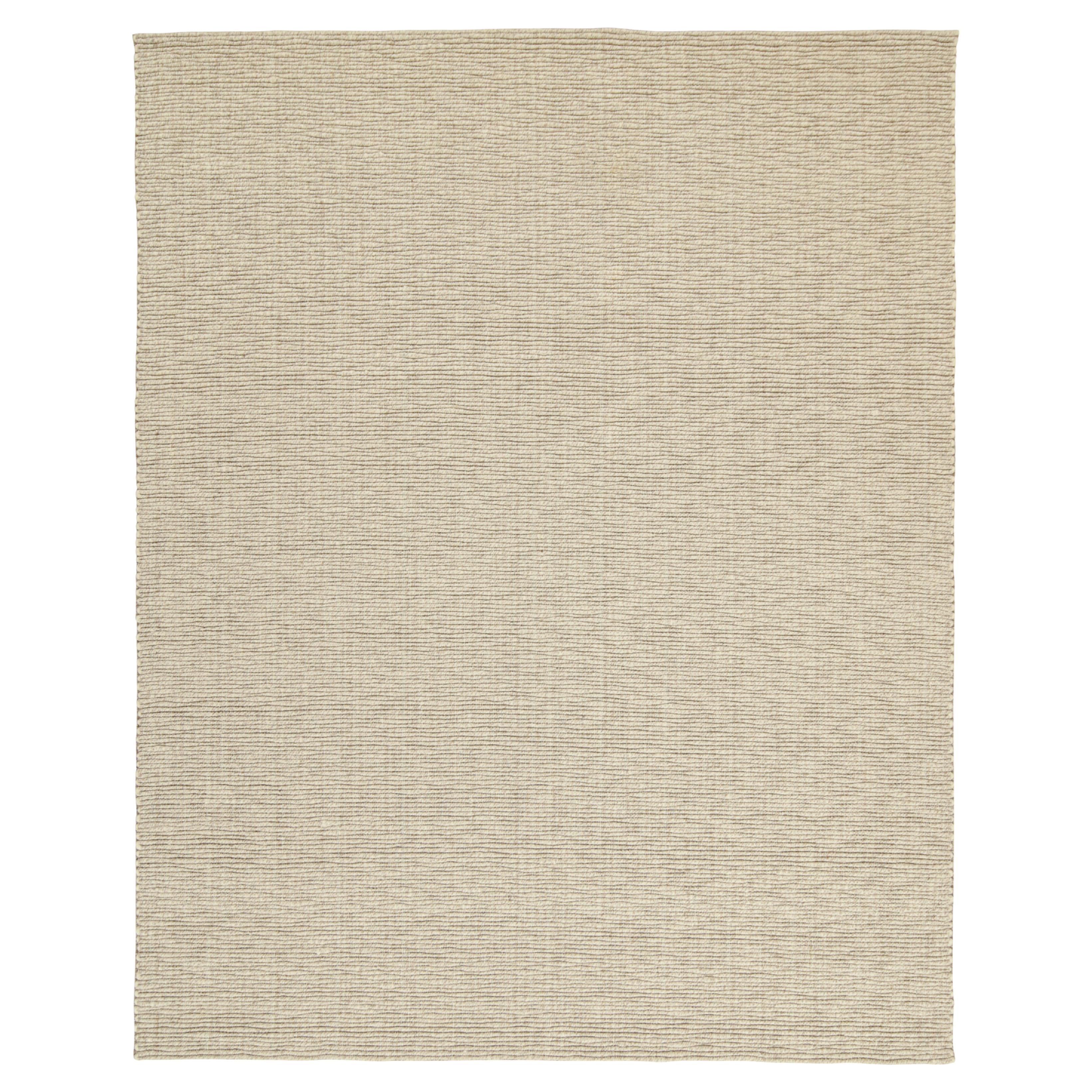 Rug & Kilim’s Contemporary Custom Handwoven rug in Beige and White 