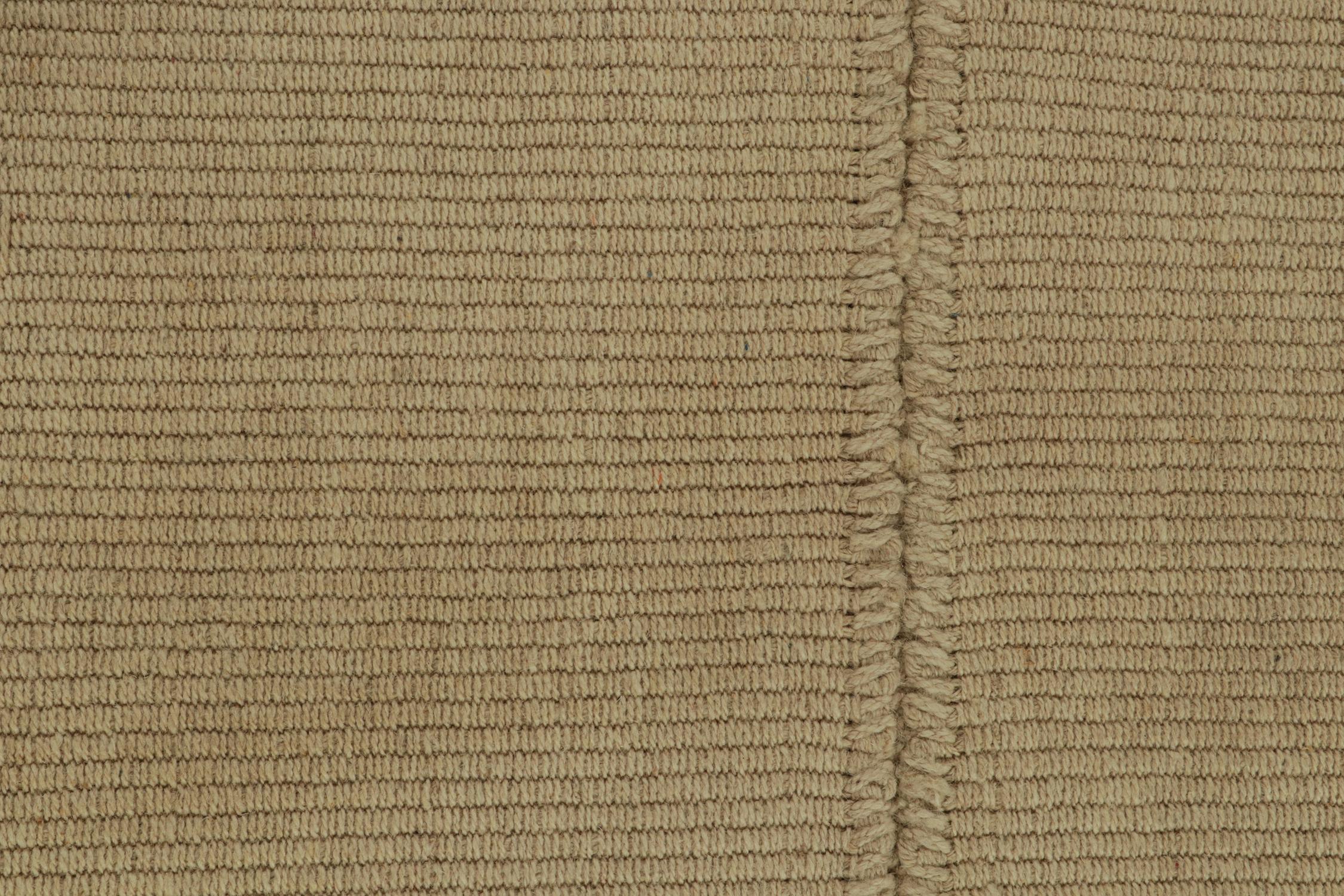 Wool Rug & Kilim’s Contemporary Custom Kilim in Beige-Brown For Sale