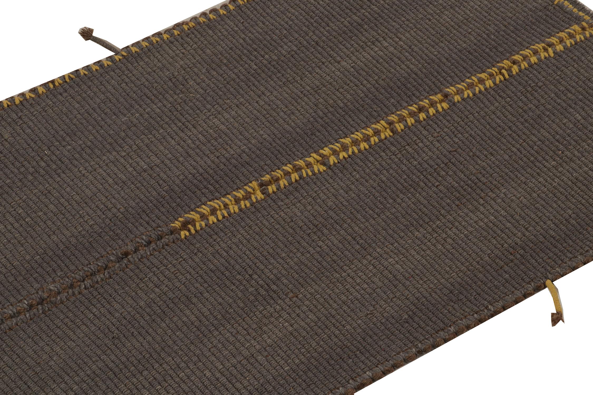 Teppich & Kilims Zeitgenössischer maßgefertigter Kelim in Grau und Gelb (Afghanisch) im Angebot