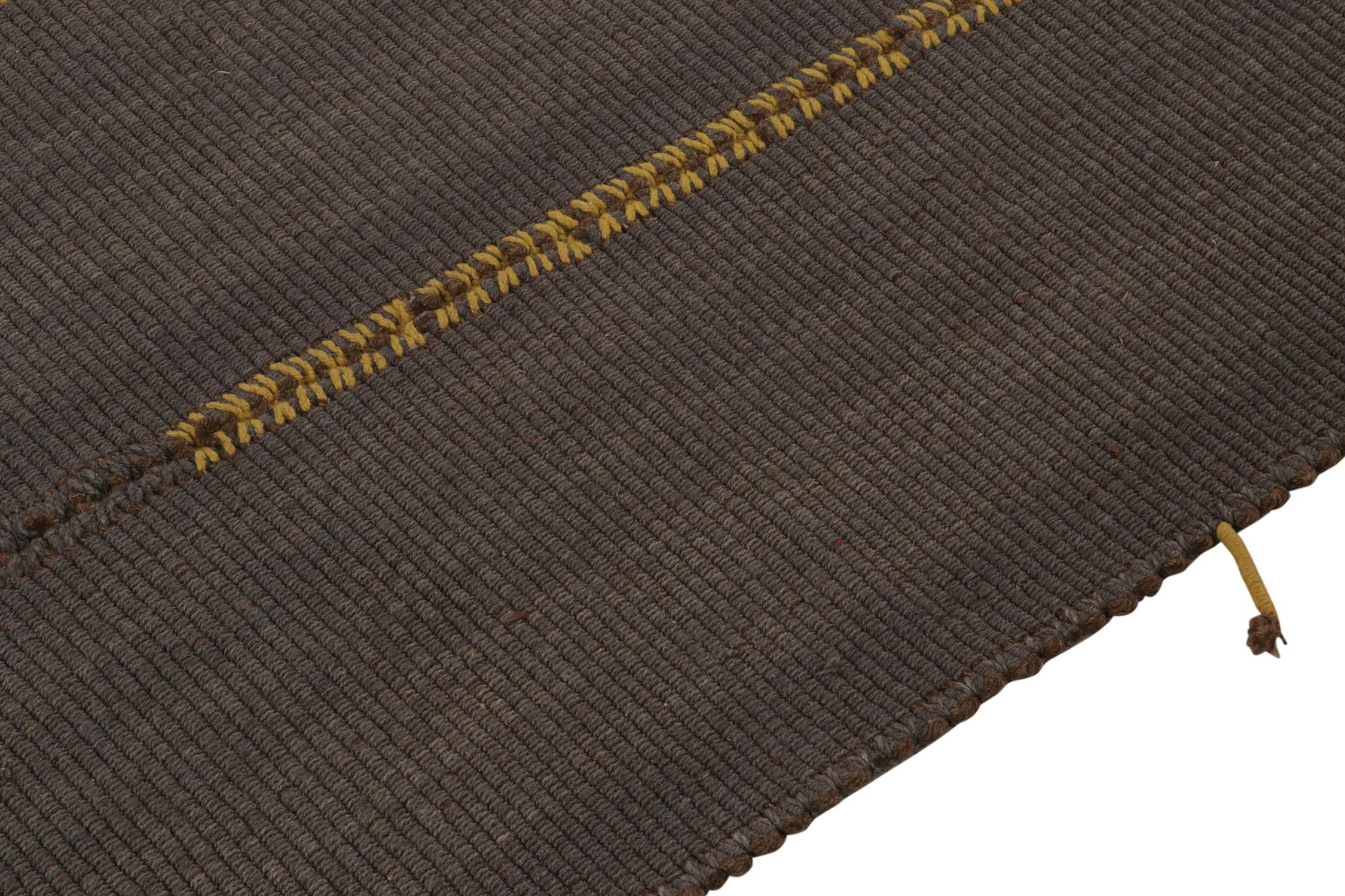 Teppich & Kilims Zeitgenössischer maßgefertigter Kelim in Grau und Gelb (Handgeknüpft) im Angebot