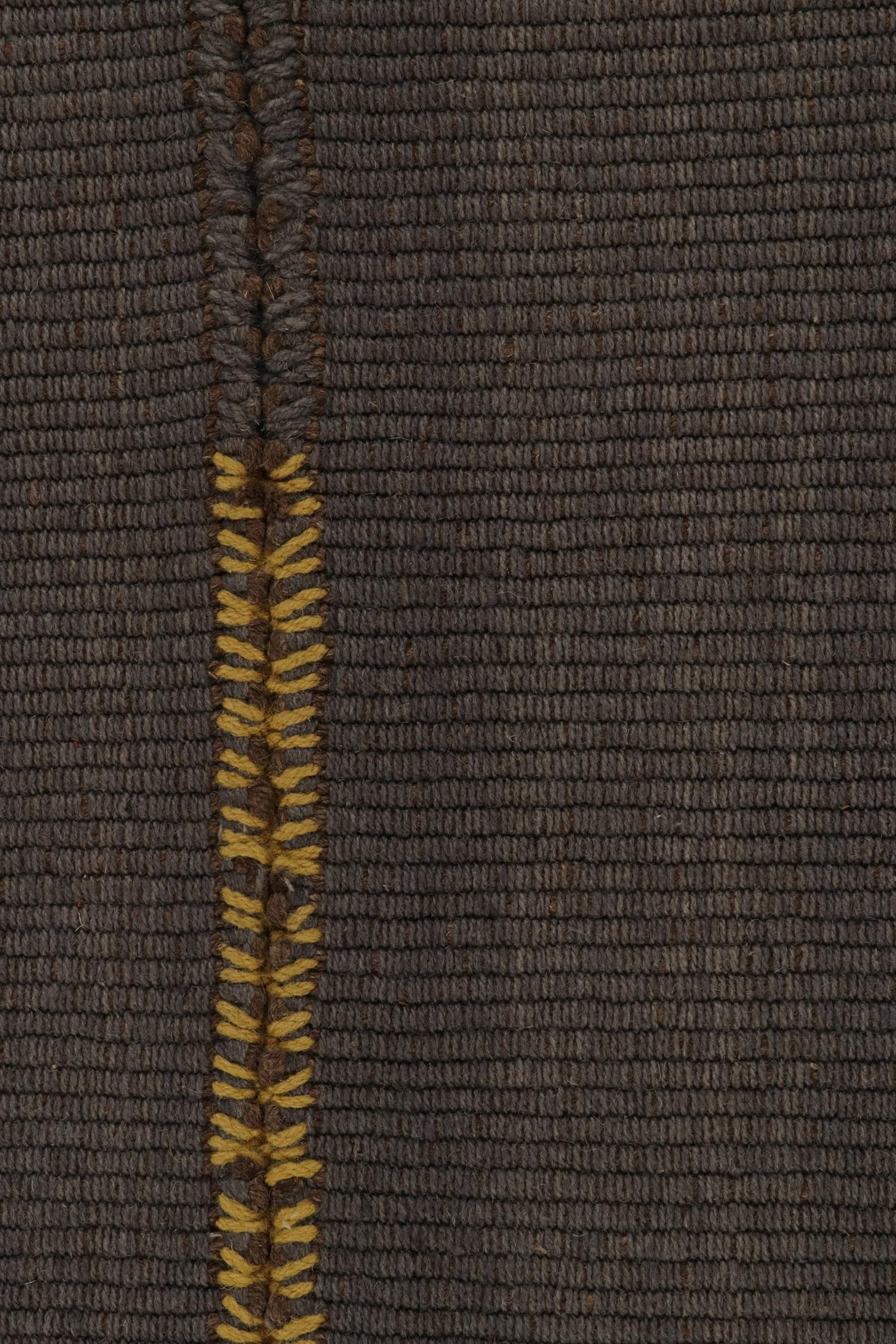 Teppich & Kilims Zeitgenössischer maßgefertigter Kelim in Grau und Gelb im Zustand „Neu“ im Angebot in Long Island City, NY