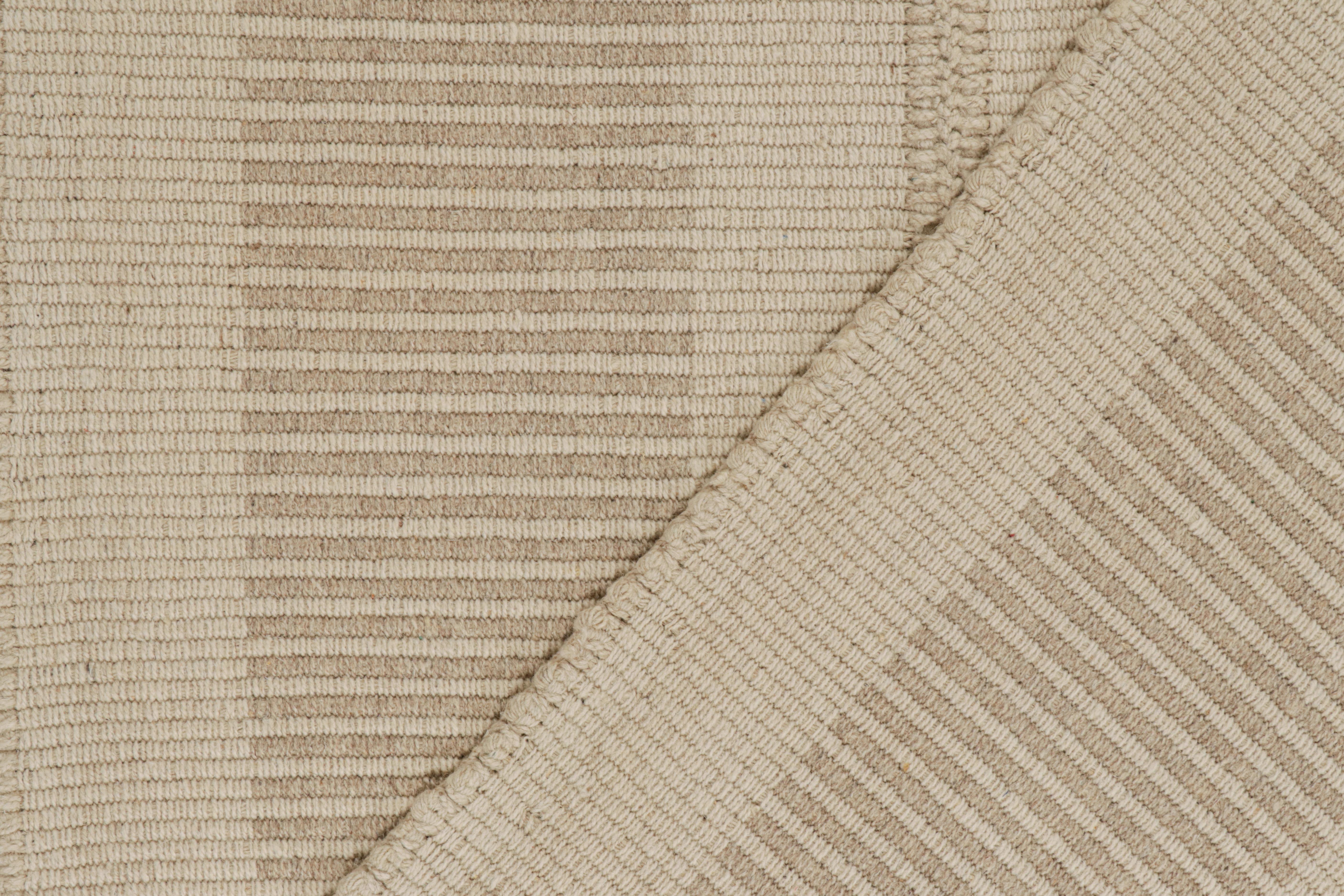 Wool Rug & Kilim’s Contemporary Custom Kilim in Tones of Beige For Sale