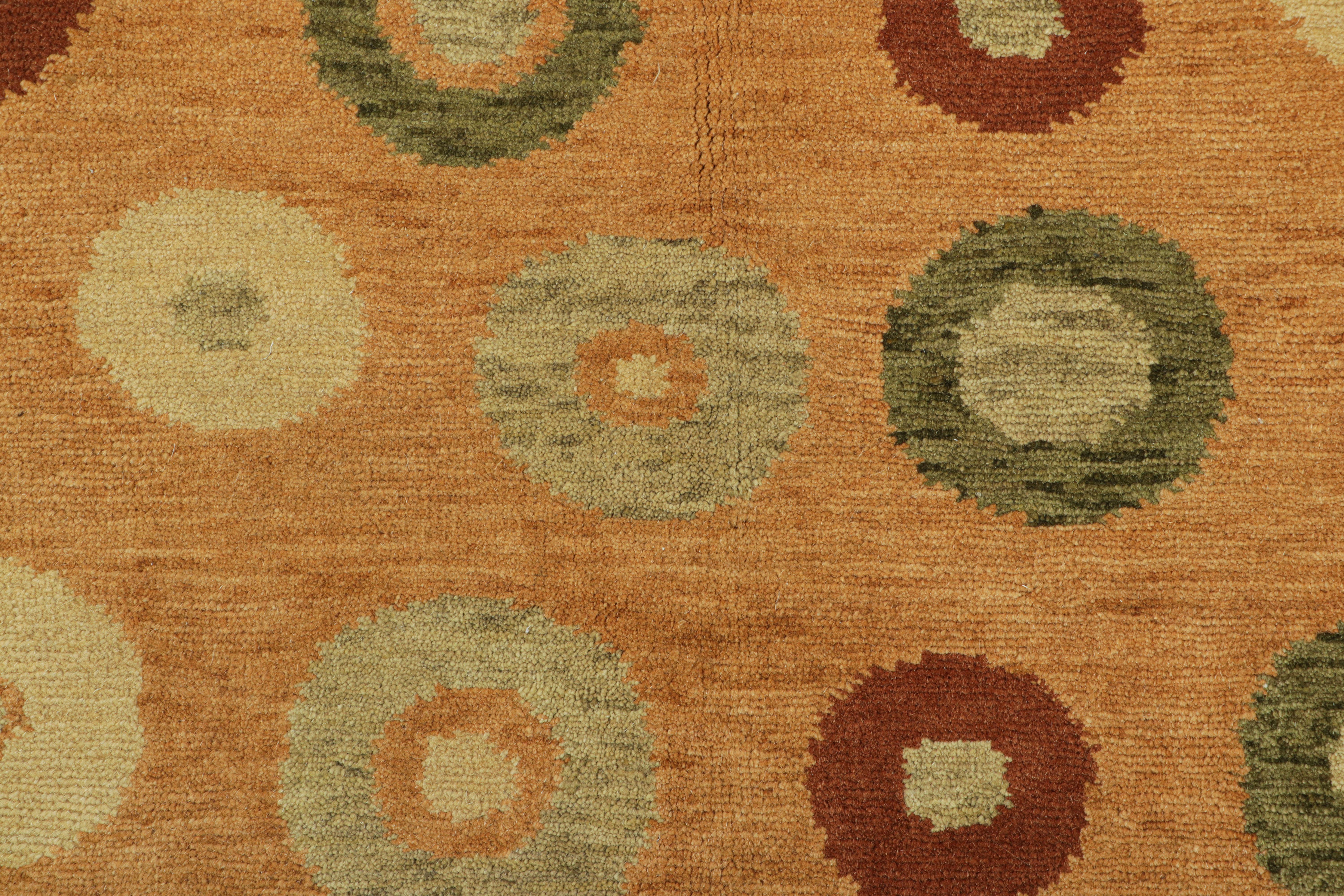 Modern Rug & Kilim’s Contemporary Custom Rug Sample, Brown with Geometric Patterns For Sale